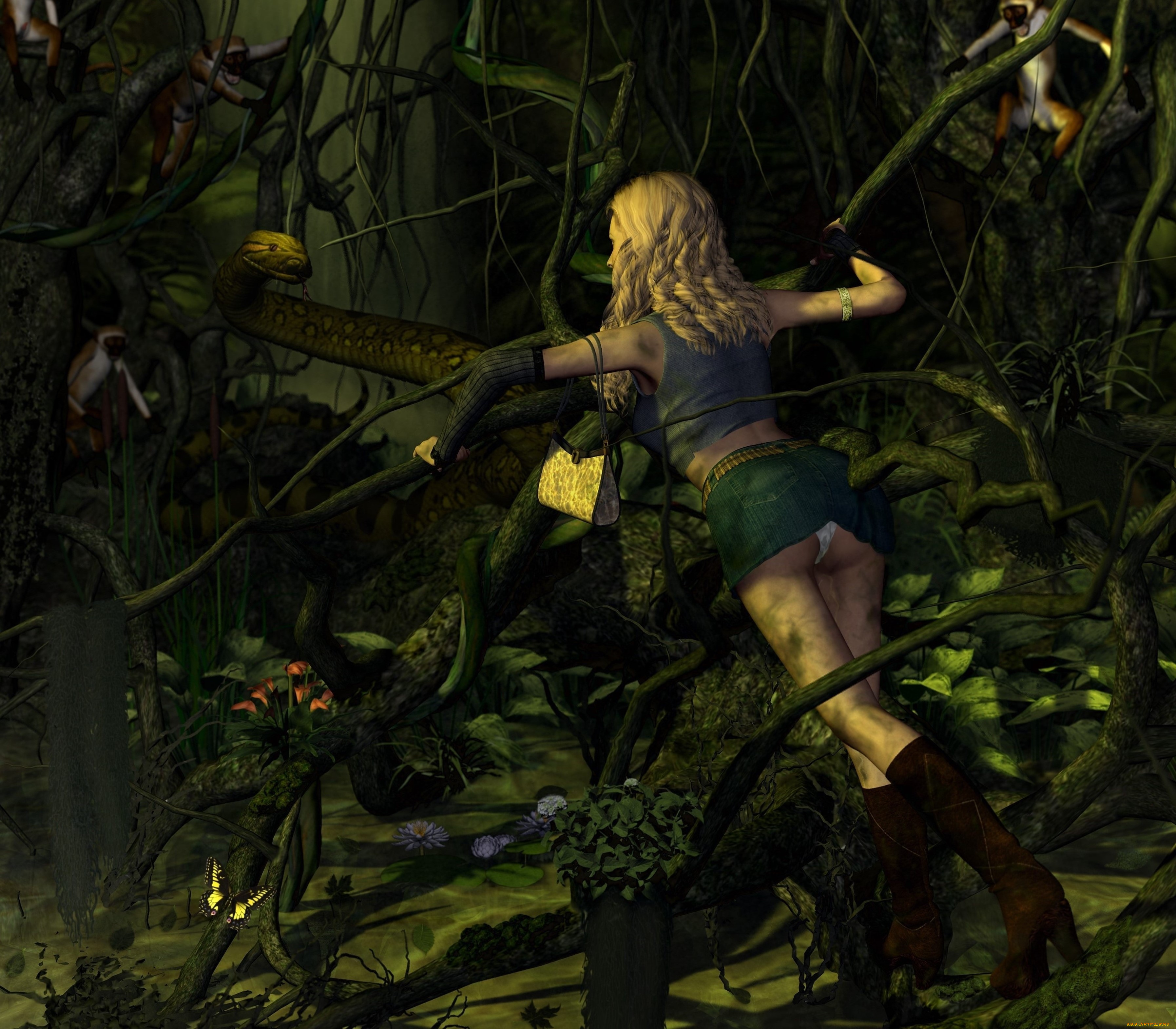 3д, графика, фантазия, , fantasy, взгляд, фон, девушка