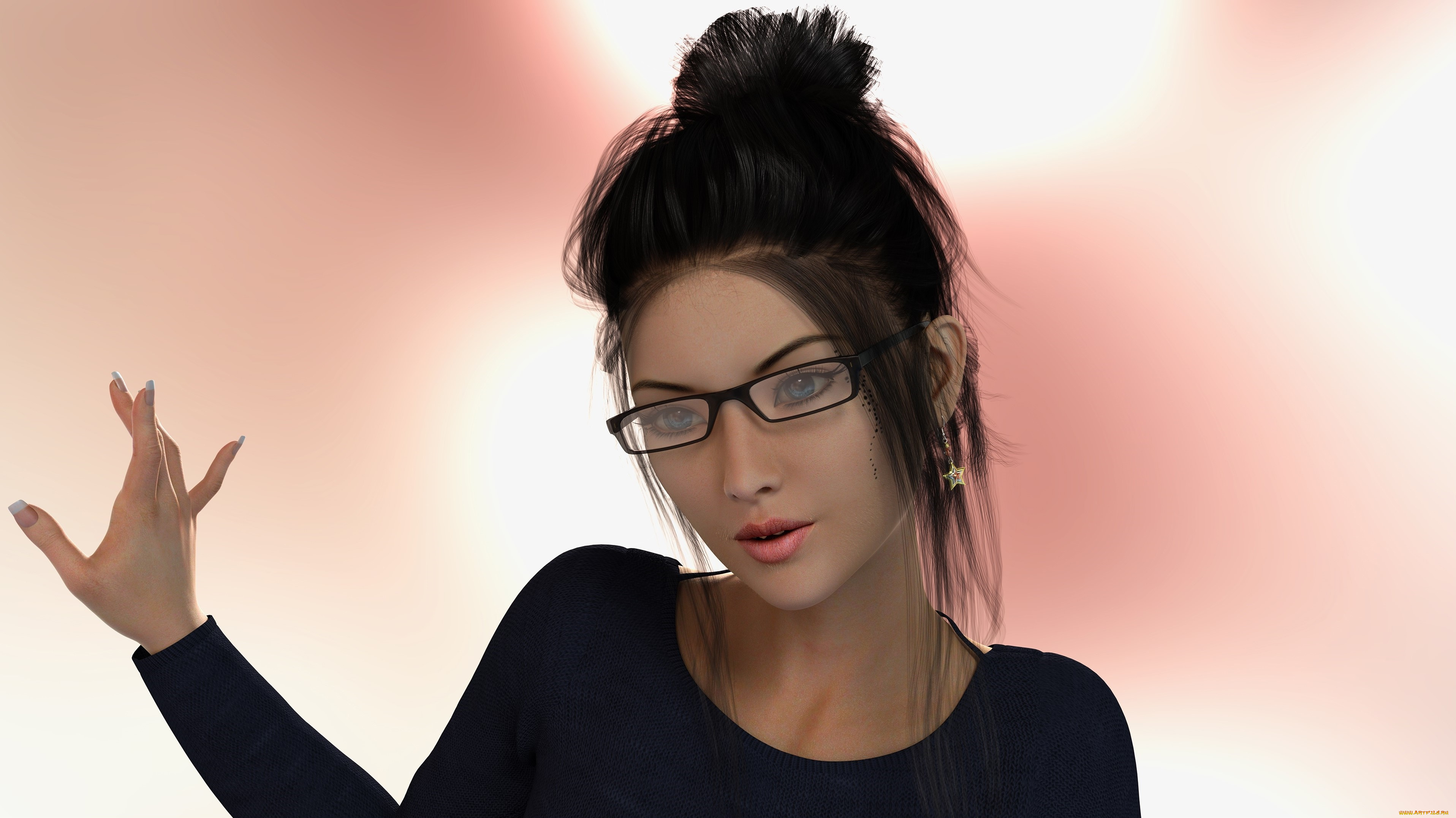 3д, графика, портрет, , portraits, фон, взгляд, девушка