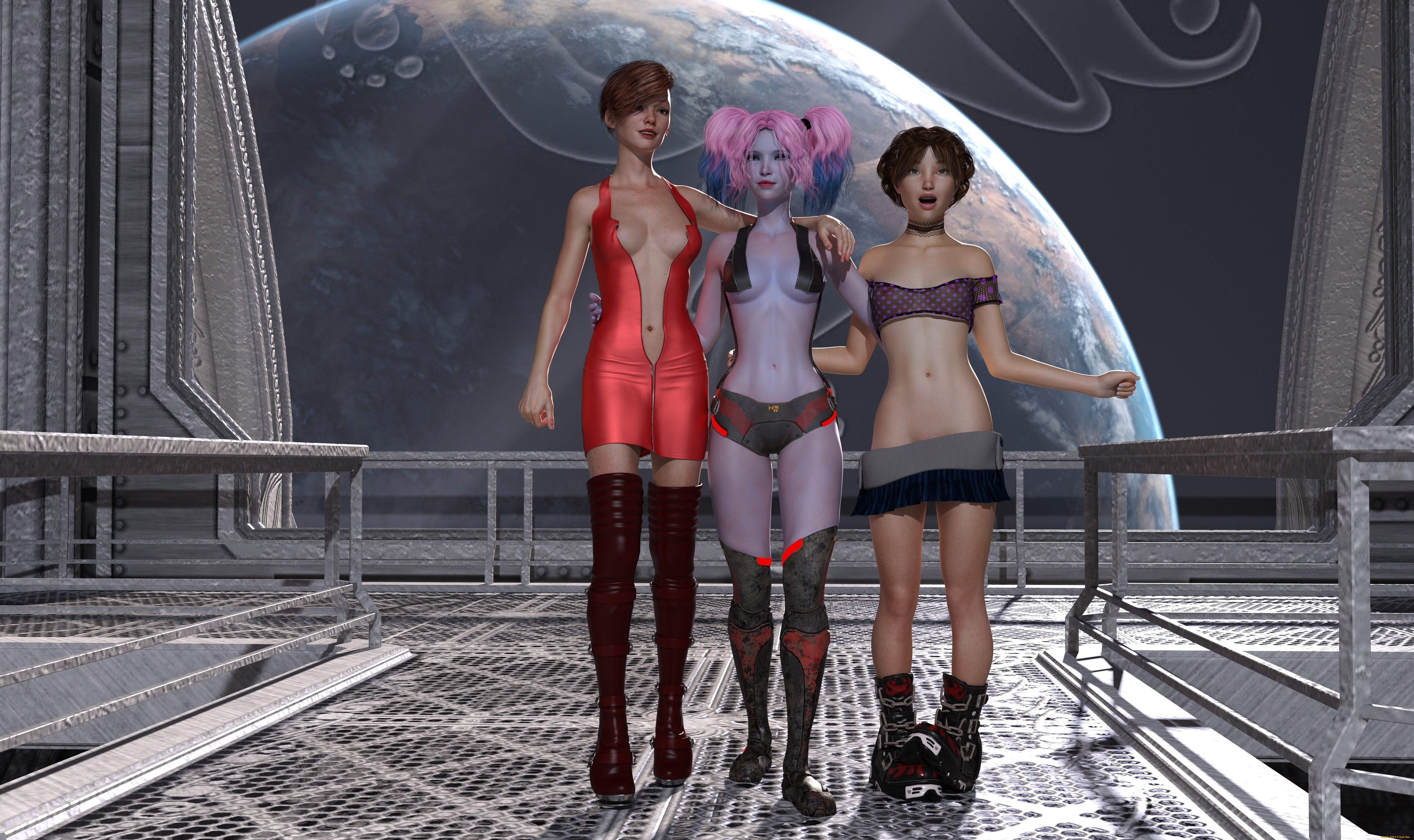 3д, графика, фантазия, , fantasy, взгляд, девушки, фон