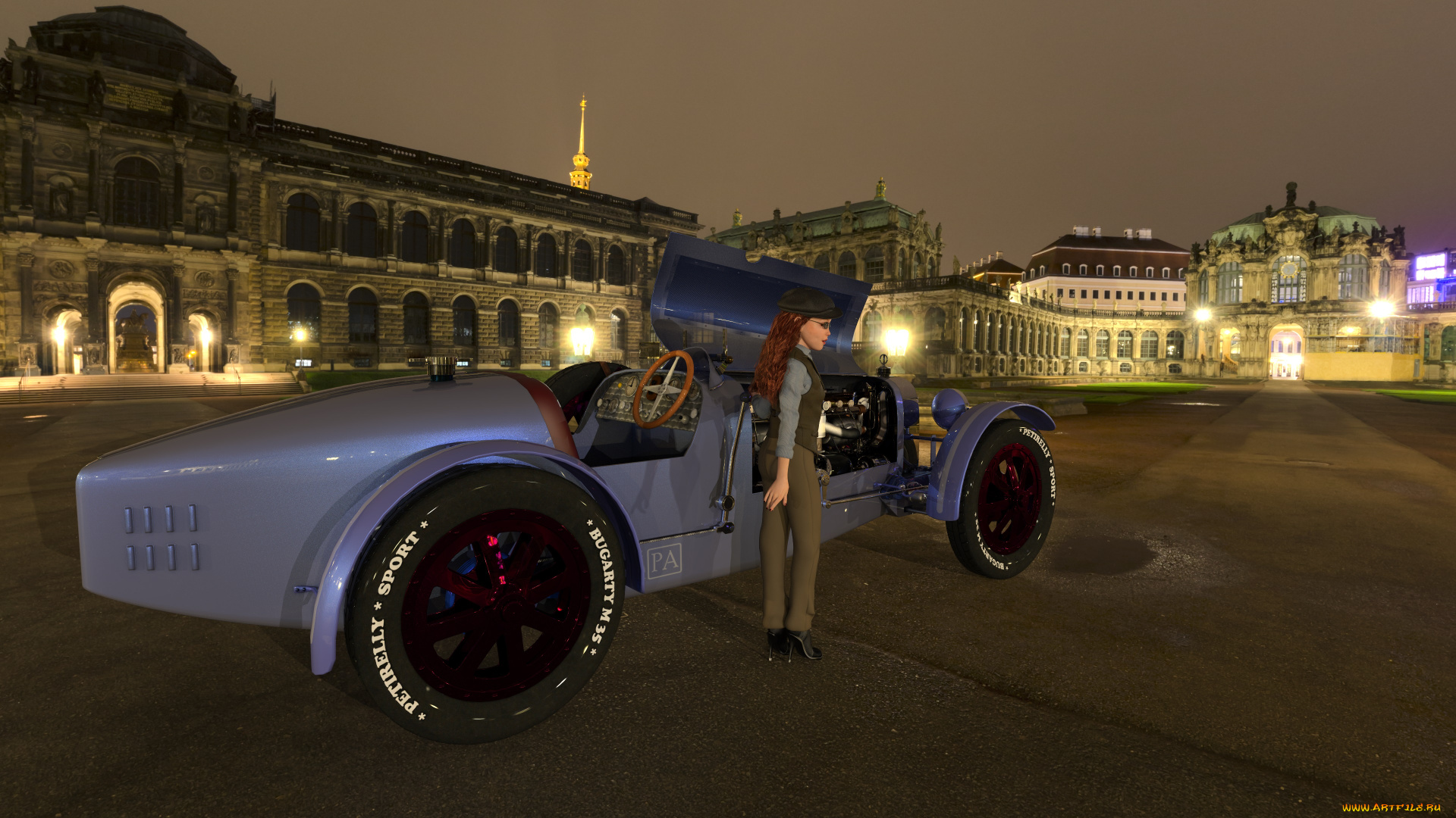 3д, графика, люди-авто, мото, , people-, car, , , moto, девушка, автомобиль, фон, взгляд