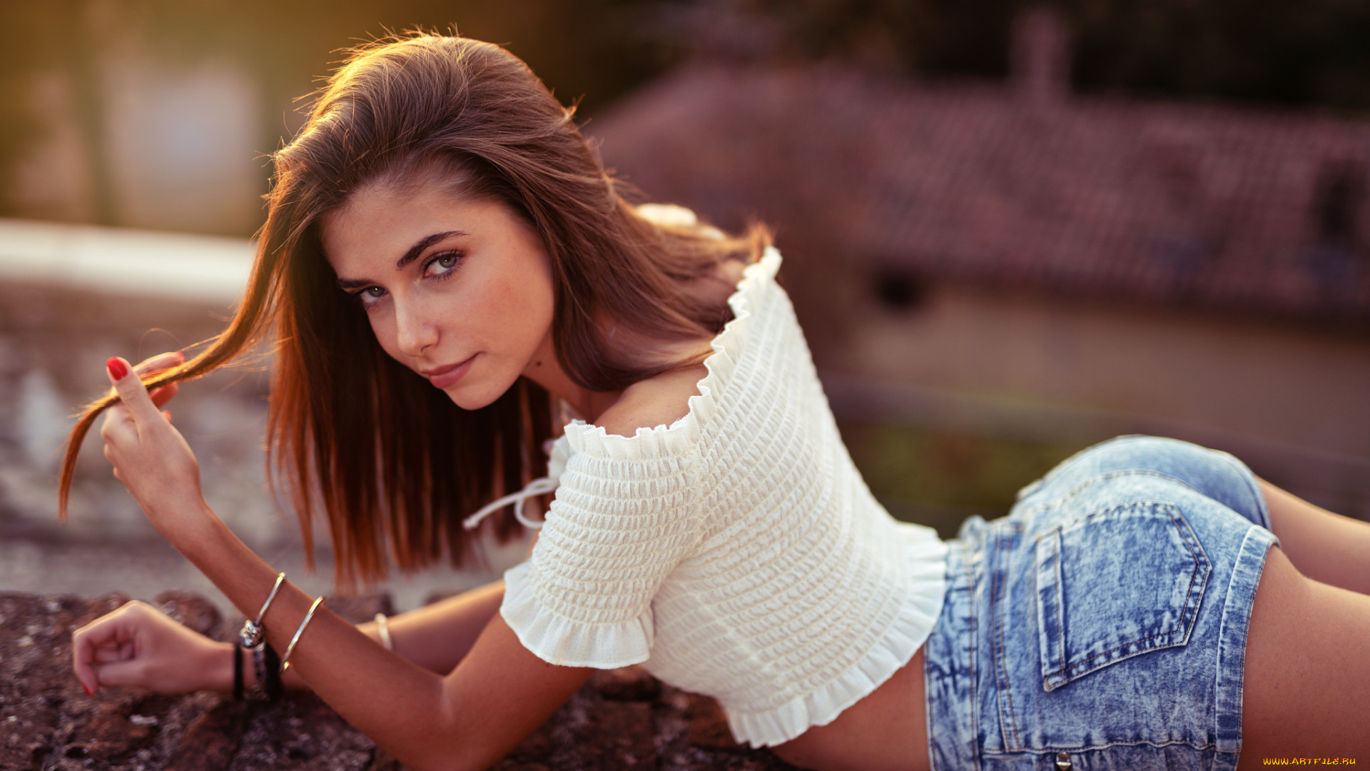 девушки, -unsort, , рыжеволосые, и, другие, marco, squassina, женщины, на, открытом, воздухе, красные, ногти, джинсовые, шорты, задница