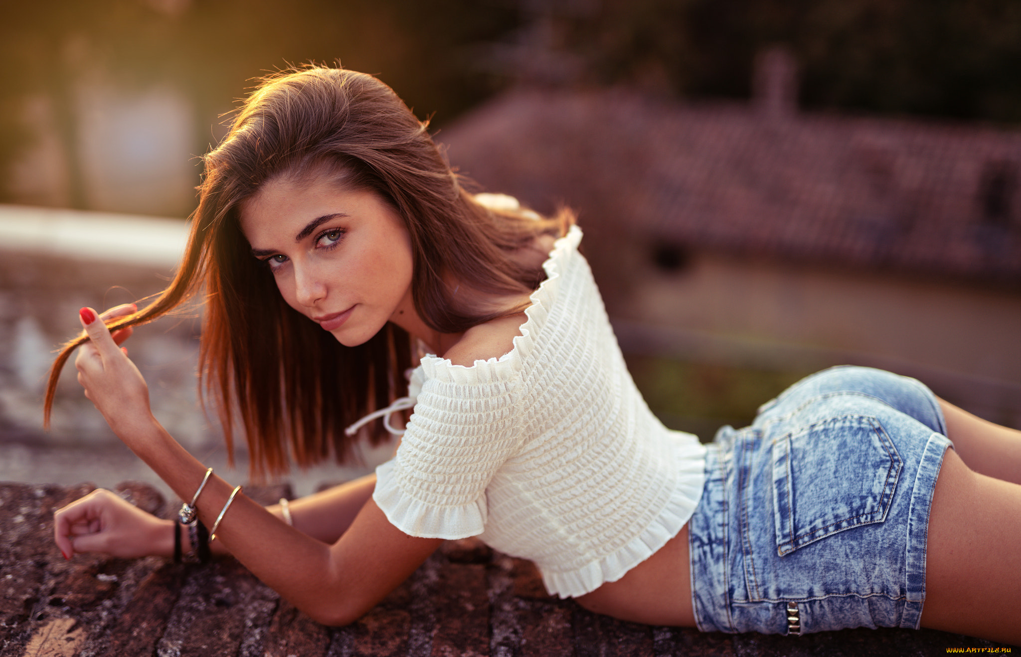 девушки, -unsort, , рыжеволосые, и, другие, marco, squassina, женщины, на, открытом, воздухе, красные, ногти, джинсовые, шорты, задница