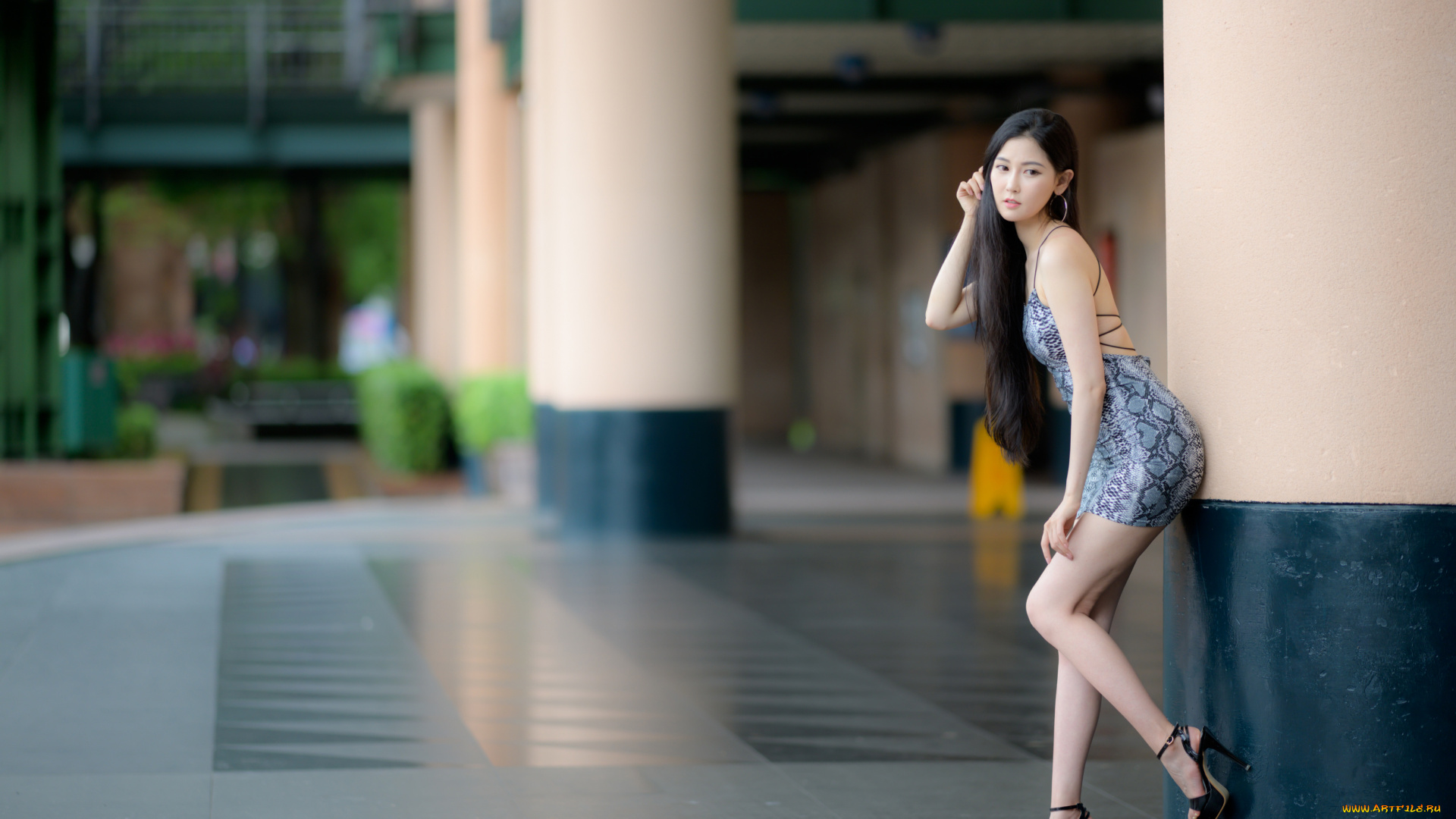 девушки, -, азиатки, азиатка, модель, женщины, длинные, волосы, темные, высокие, каблуки