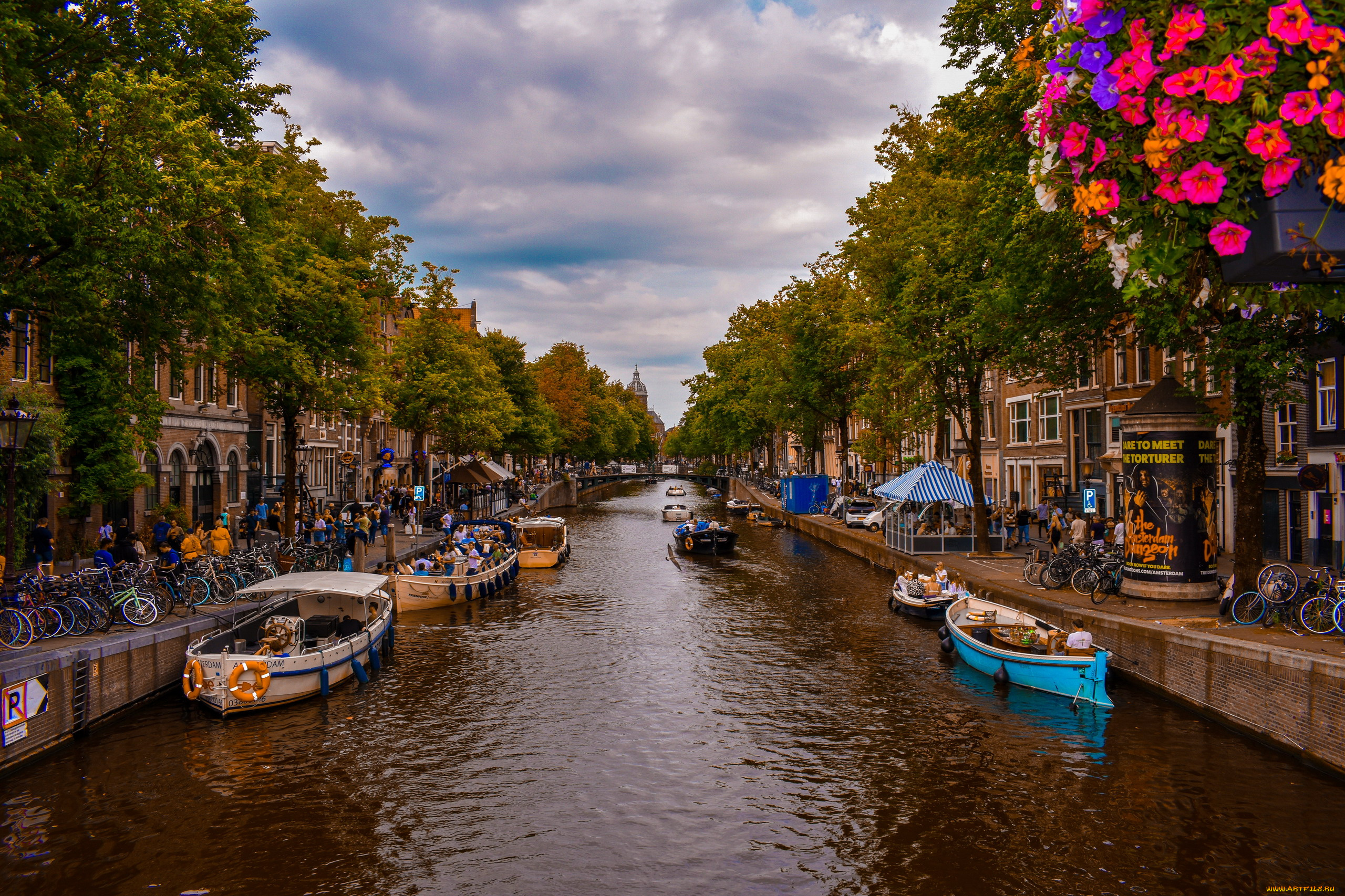 города, амстердам, , нидерланды, канал, набережная, здания