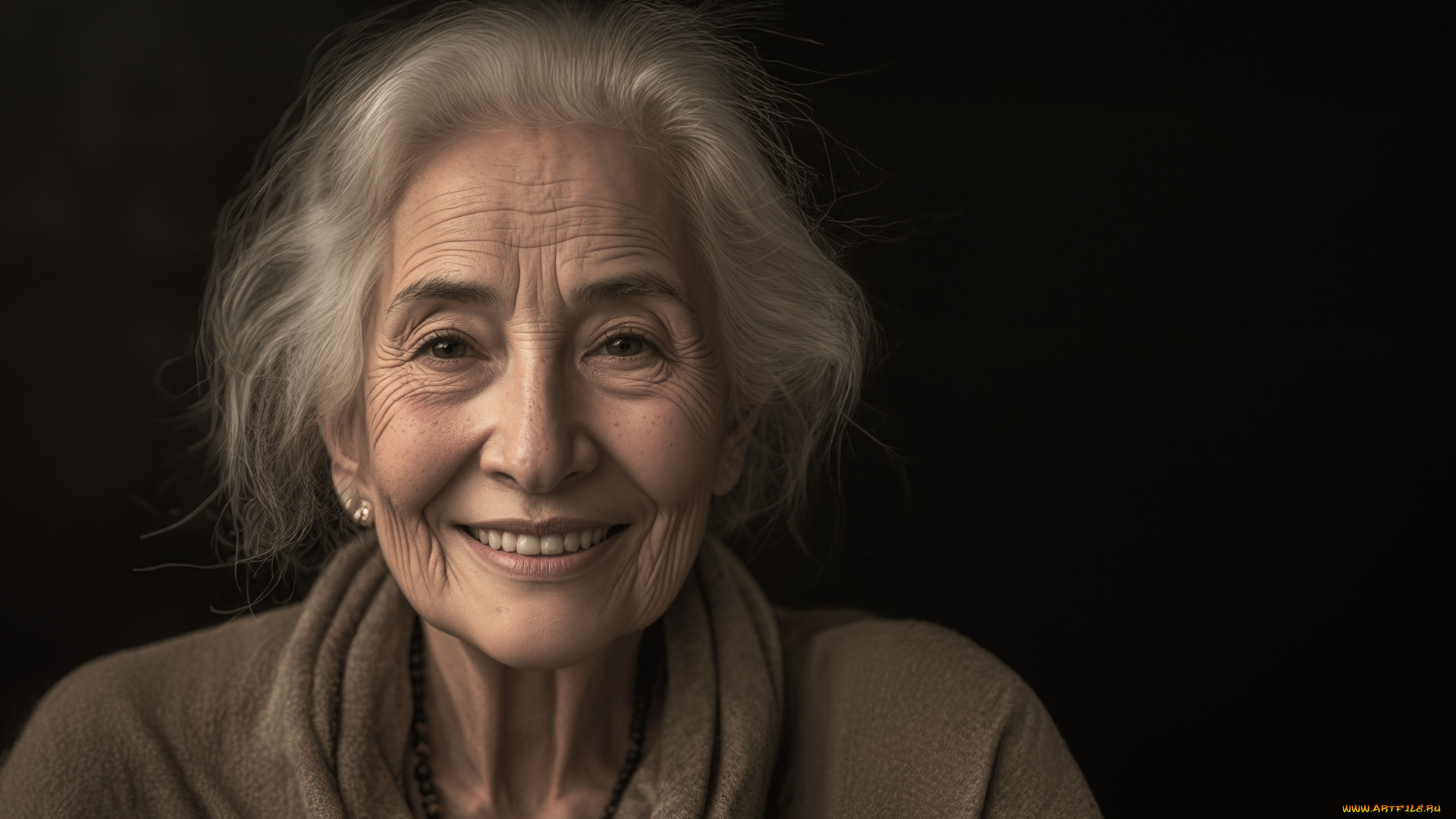 3д, графика, люди, , people, пожилая, седая, женщина, улыбка
