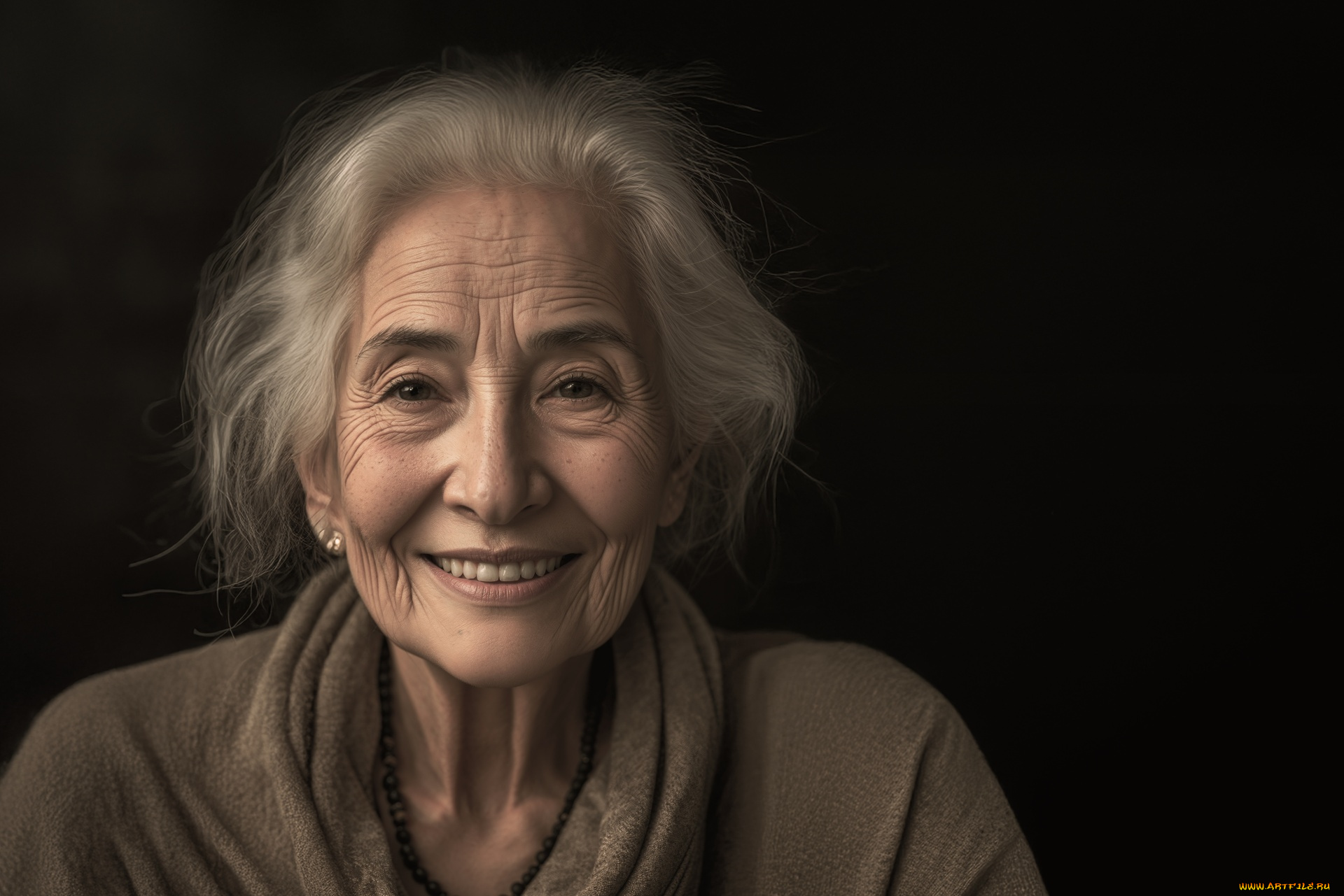 3д, графика, люди, , people, пожилая, седая, женщина, улыбка