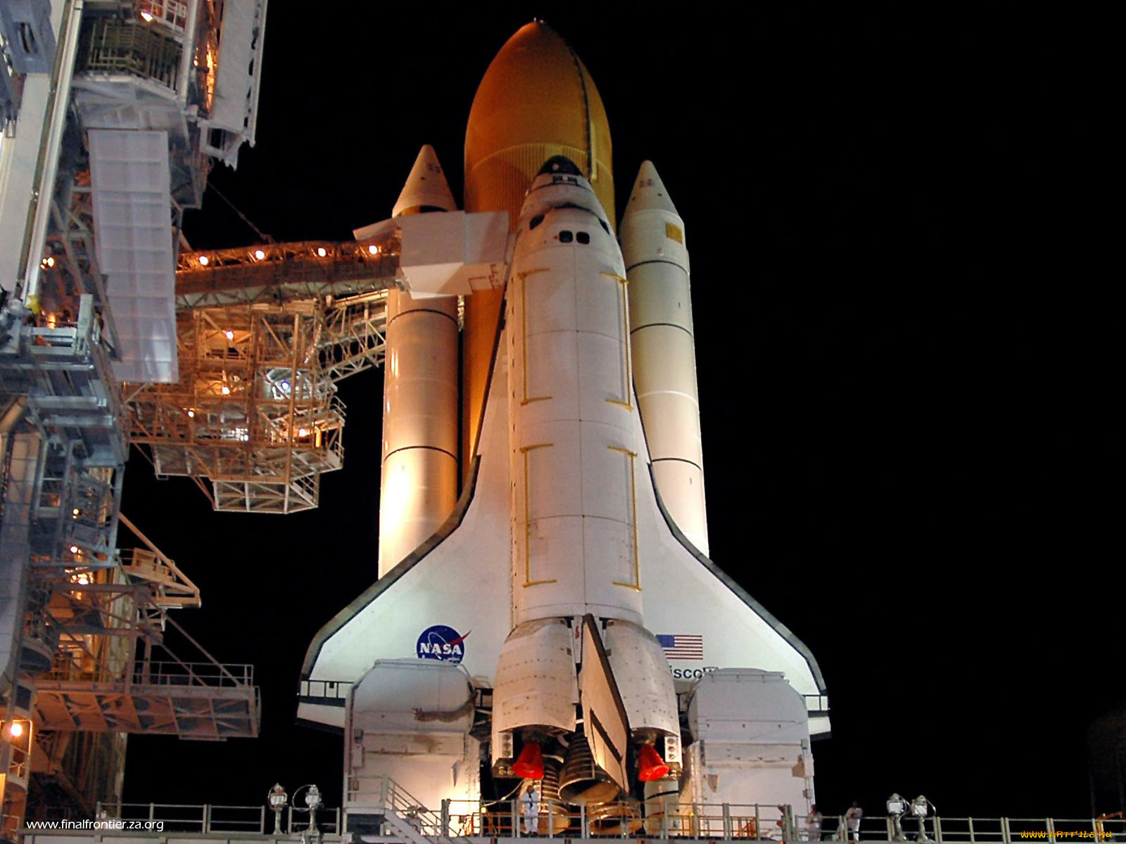 discovery, at, night, космос, космодромы, стартовые, площадки