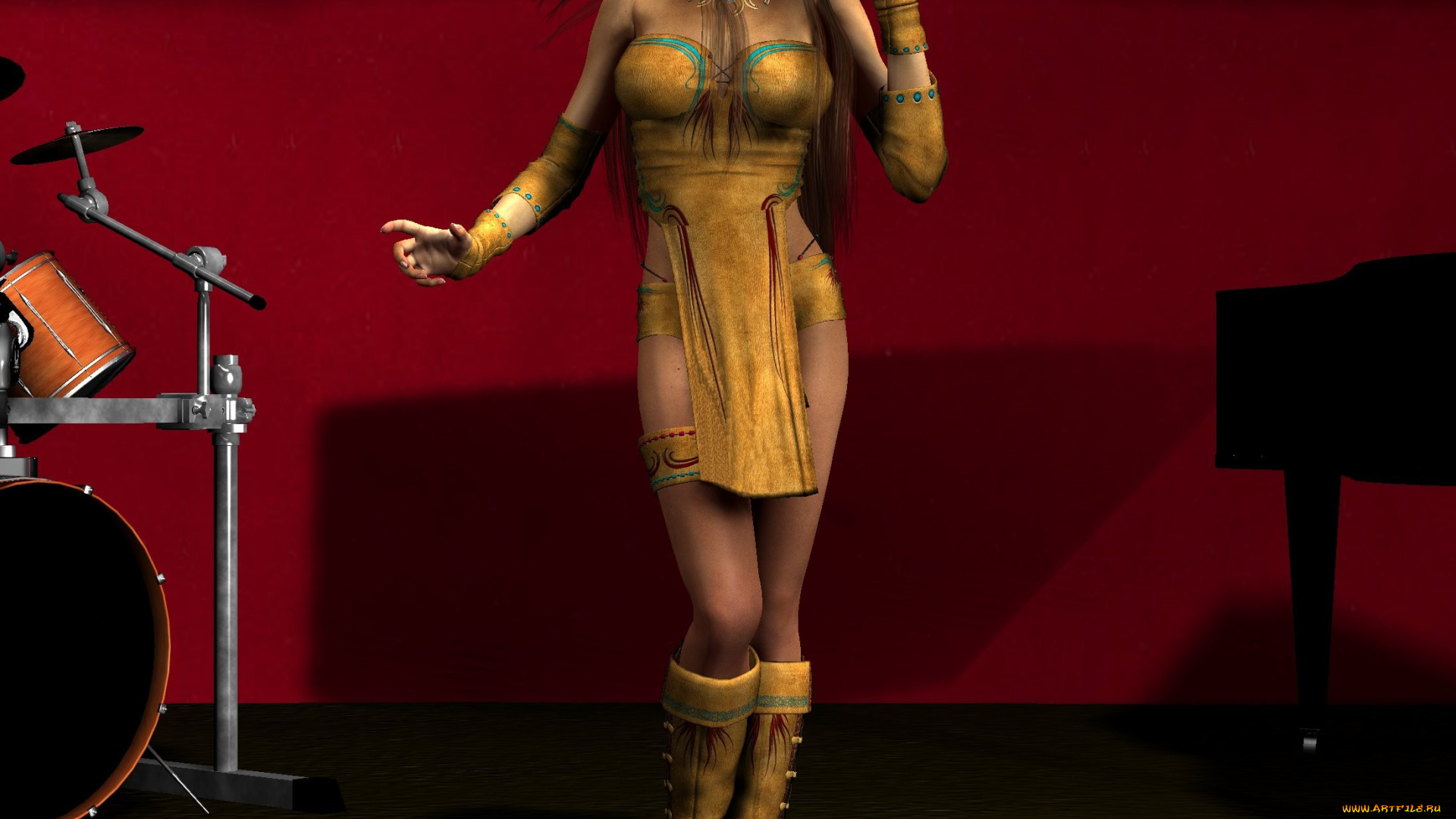 3д, графика, people, люди, девушка, микрофон