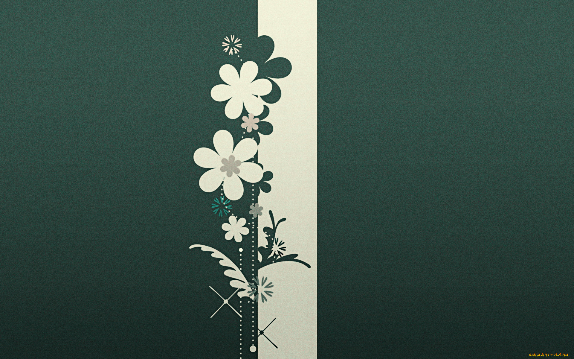 векторная, графика, зелёный, цветы