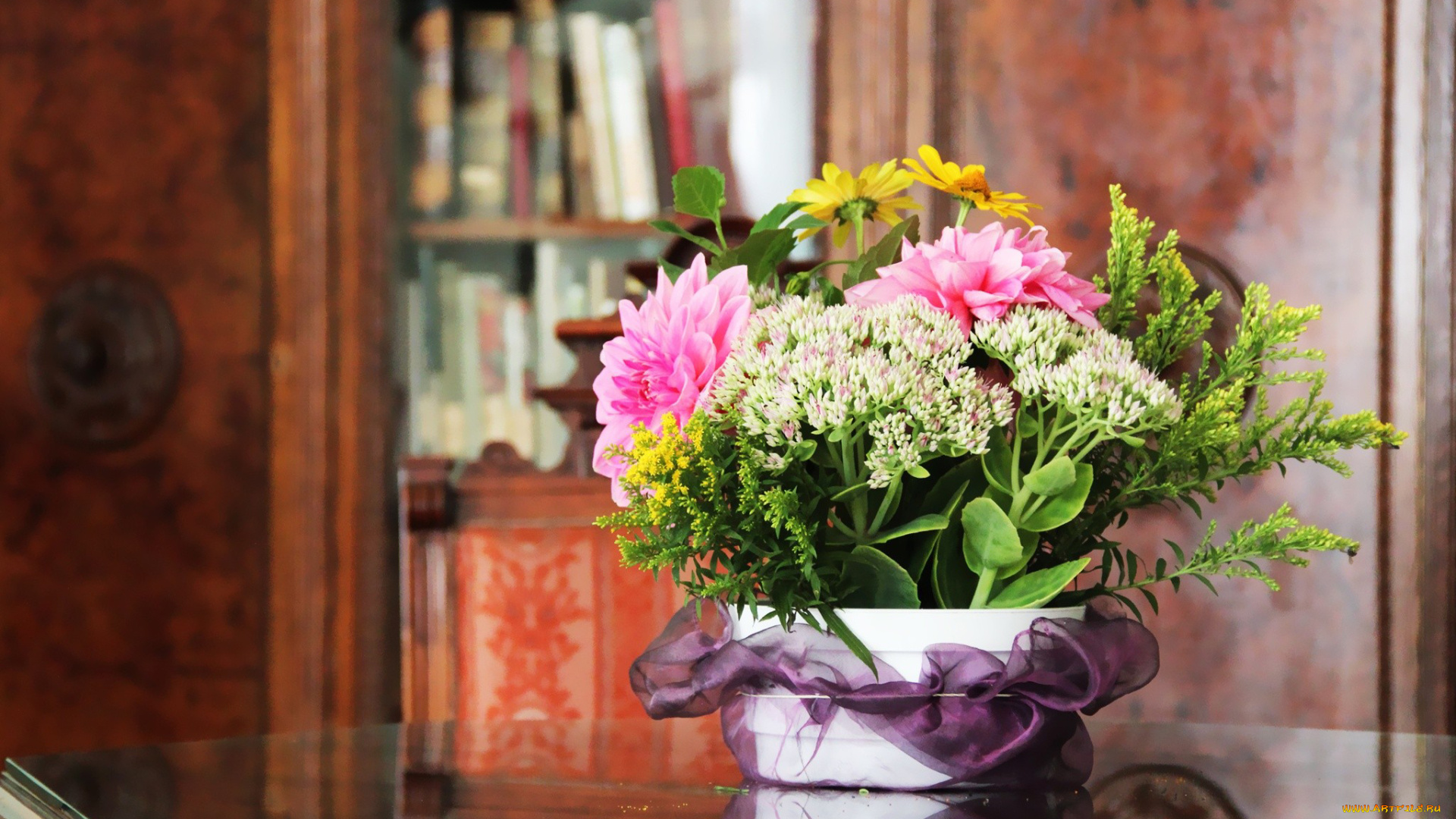 цветы, букеты, композиции, лента, букет, георгины