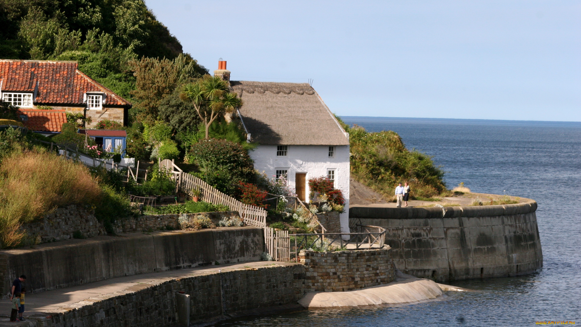 runswick, bay, йоркшир, англия, города, улицы, площади, набережные, река, дома
