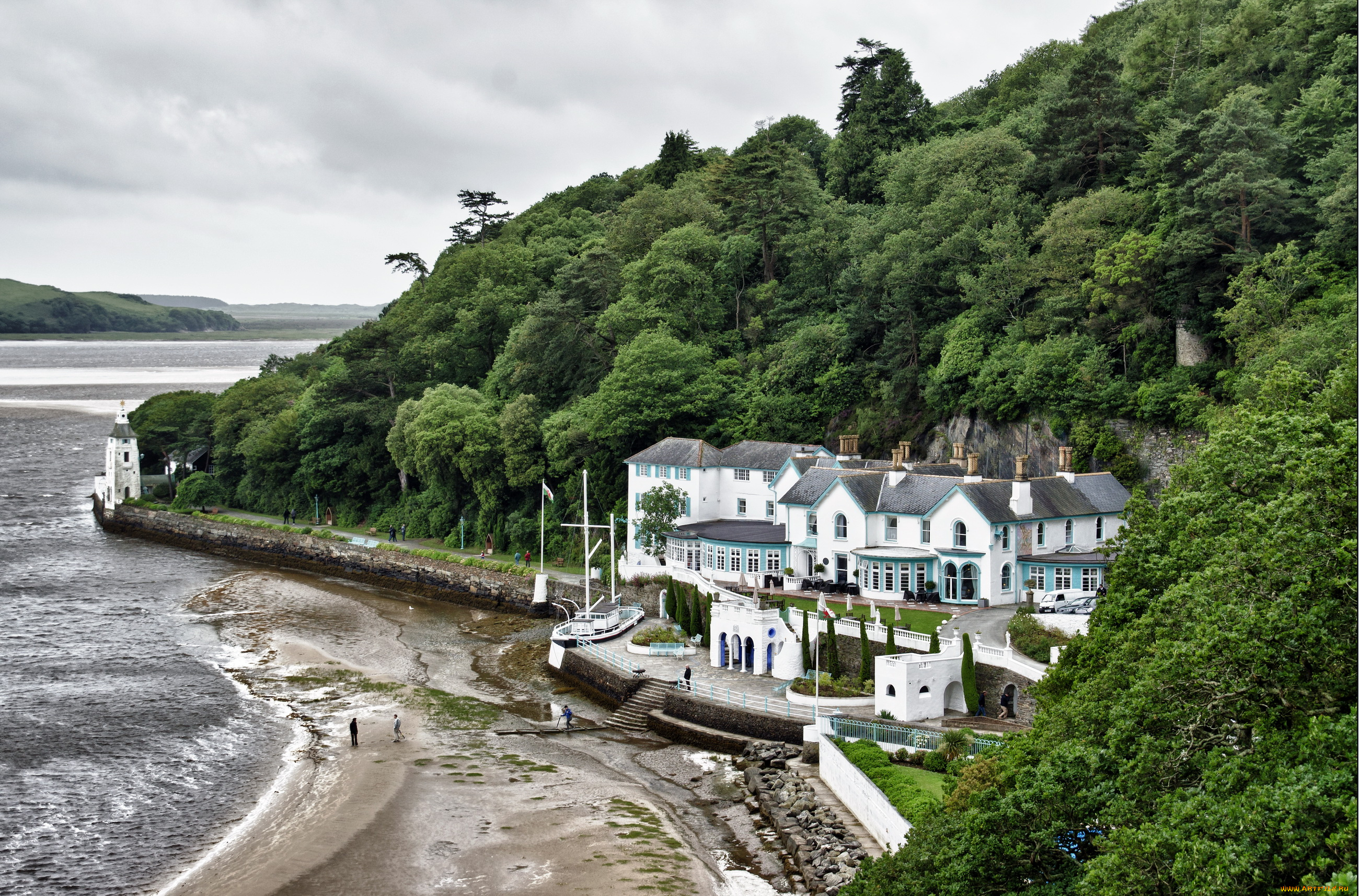 великобритания, минфордд, города, улицы, площади, набережные, берег, дома, море