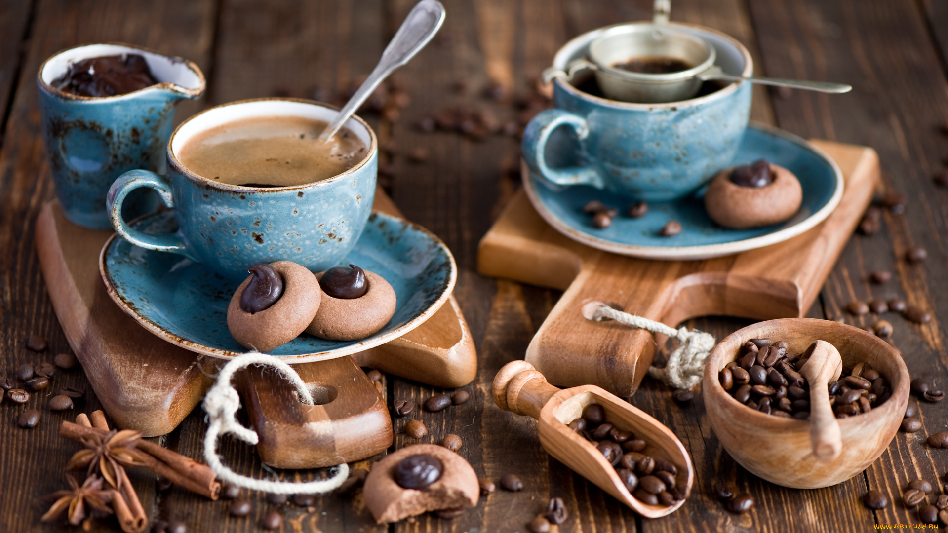 еда, кофе, кофейные, зёрна, чашки, печенье