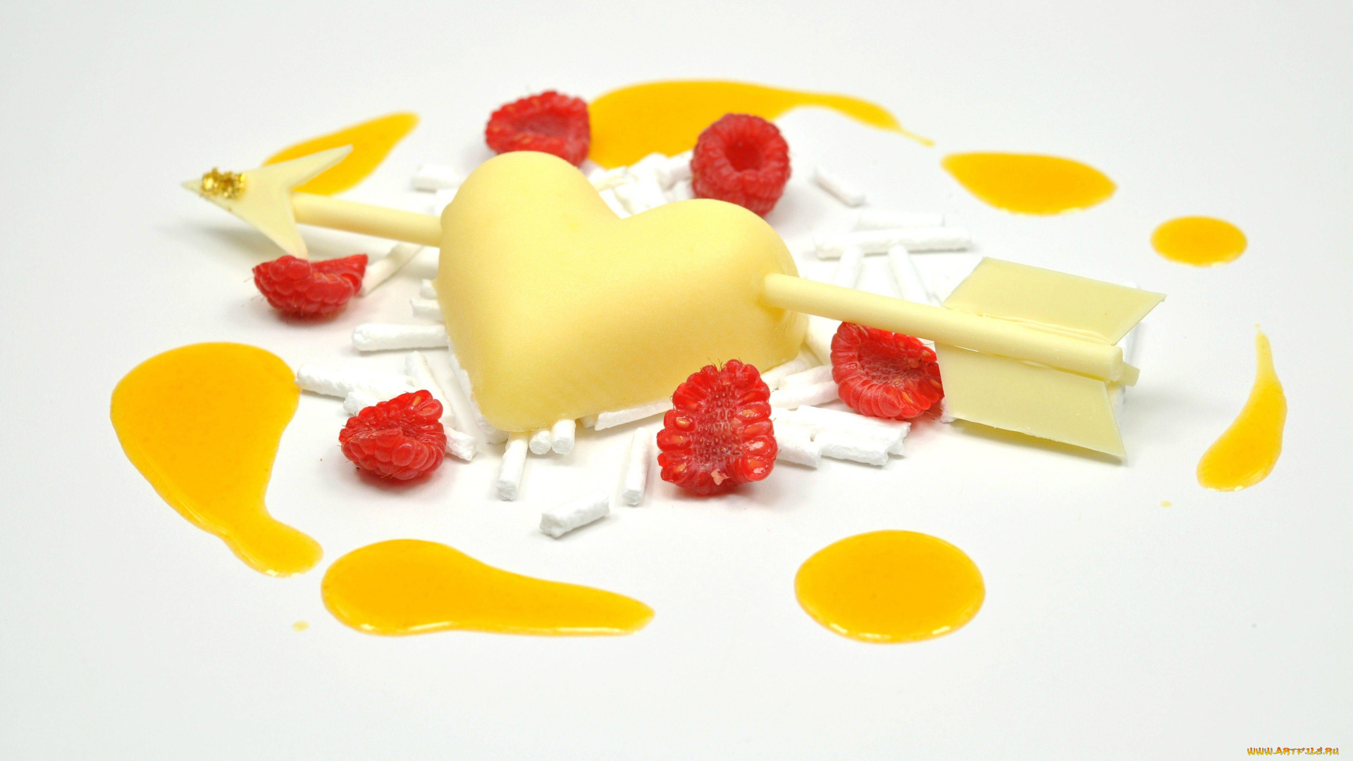 еда, мороженое, десерты, малина, стрела, сердечко, десерт