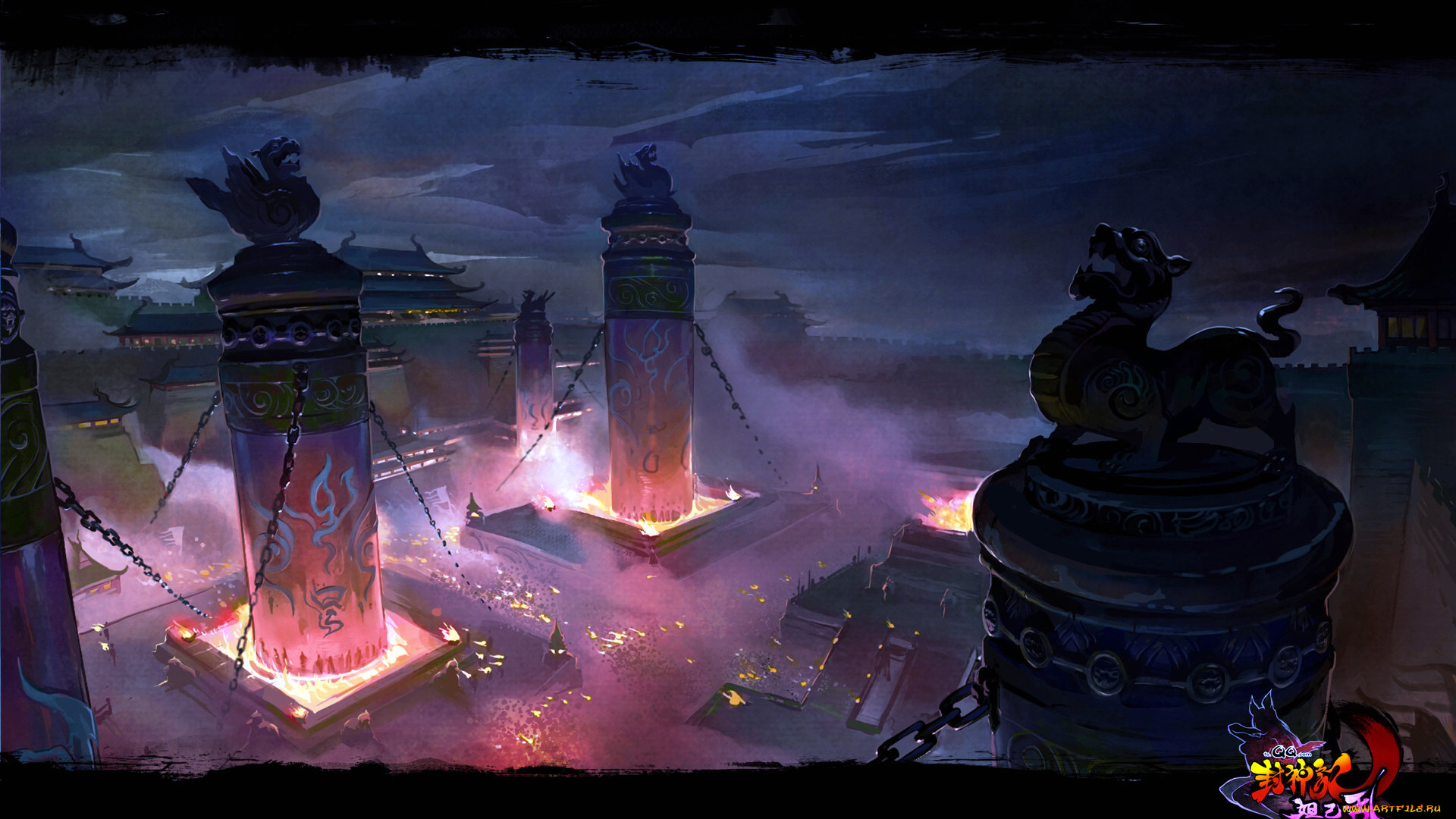 gods, mind, видео, игры, ~~~другое~~~, город, колонны, огонь