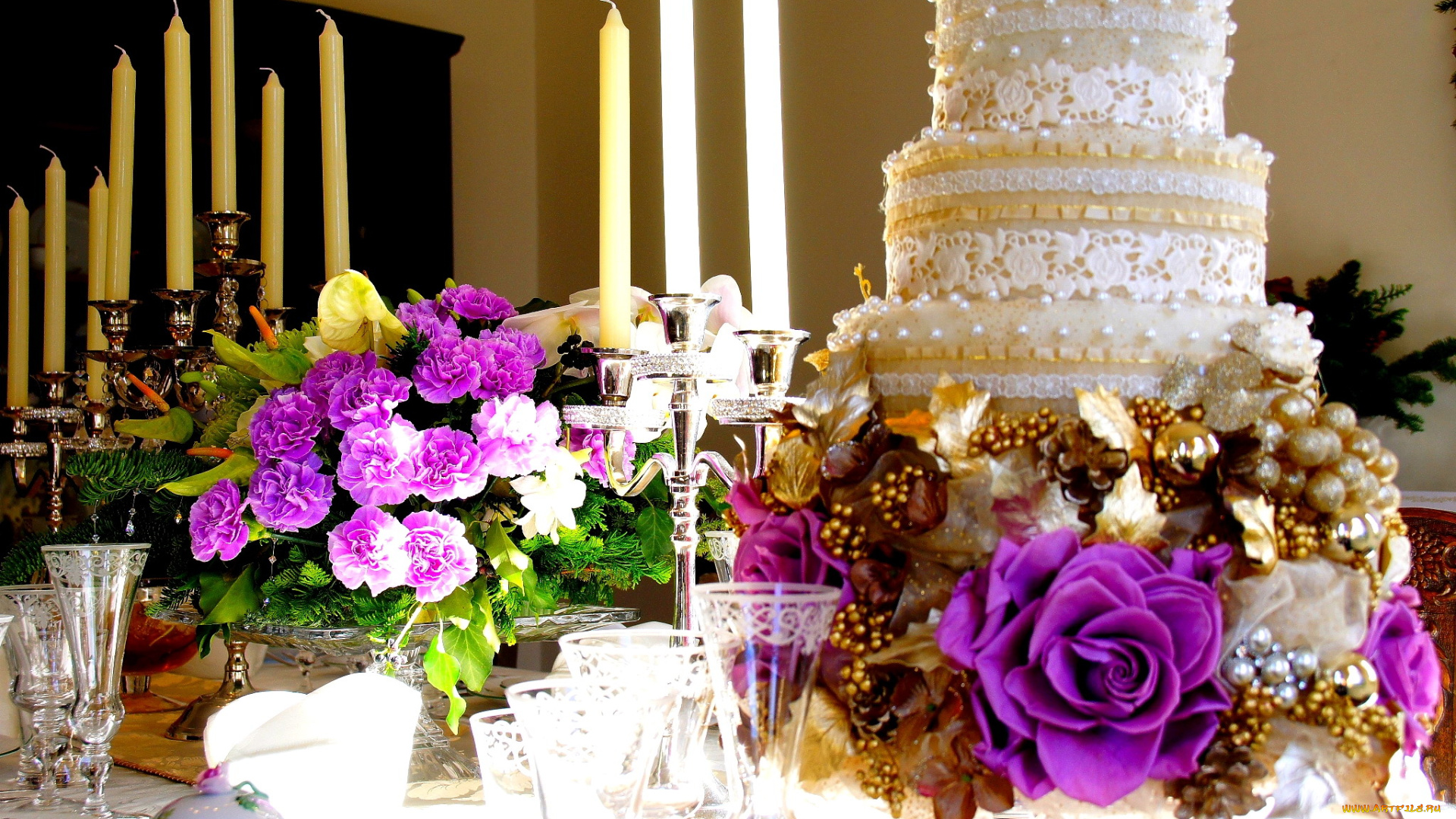 праздничные, угощения, праздник, сервировка, торт, свечи