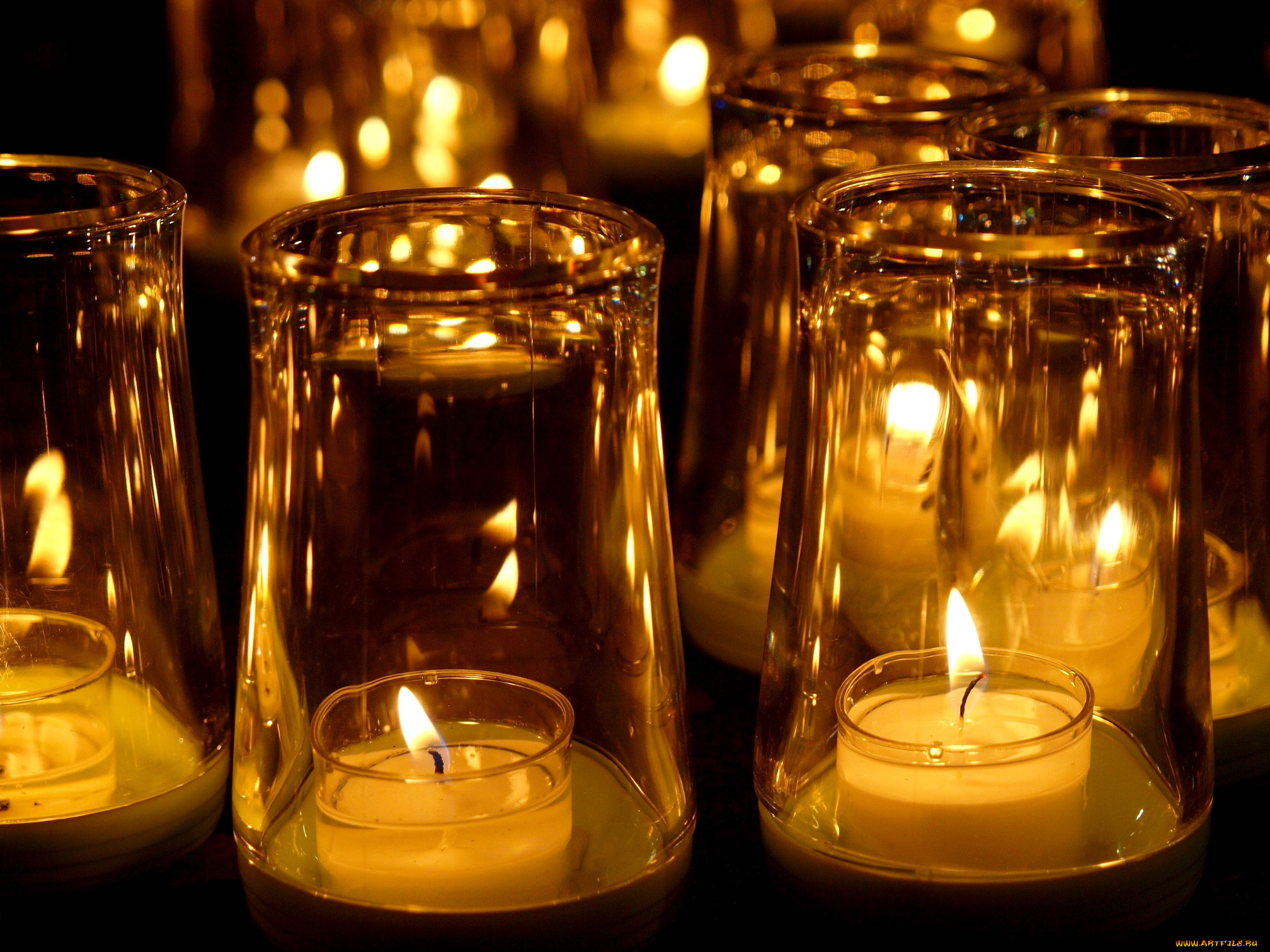 праздничные, новогодние, свечи, огоньки