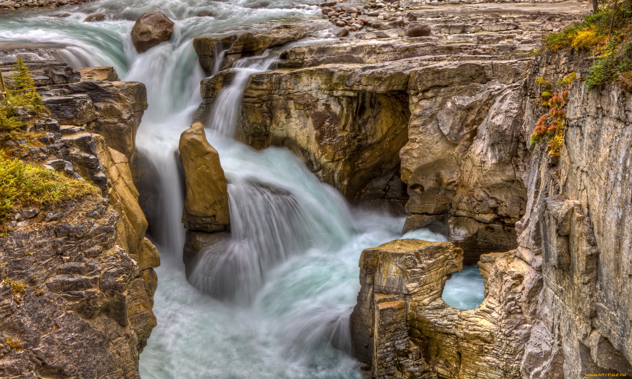 природа, реки, озера, поток, река, скалы