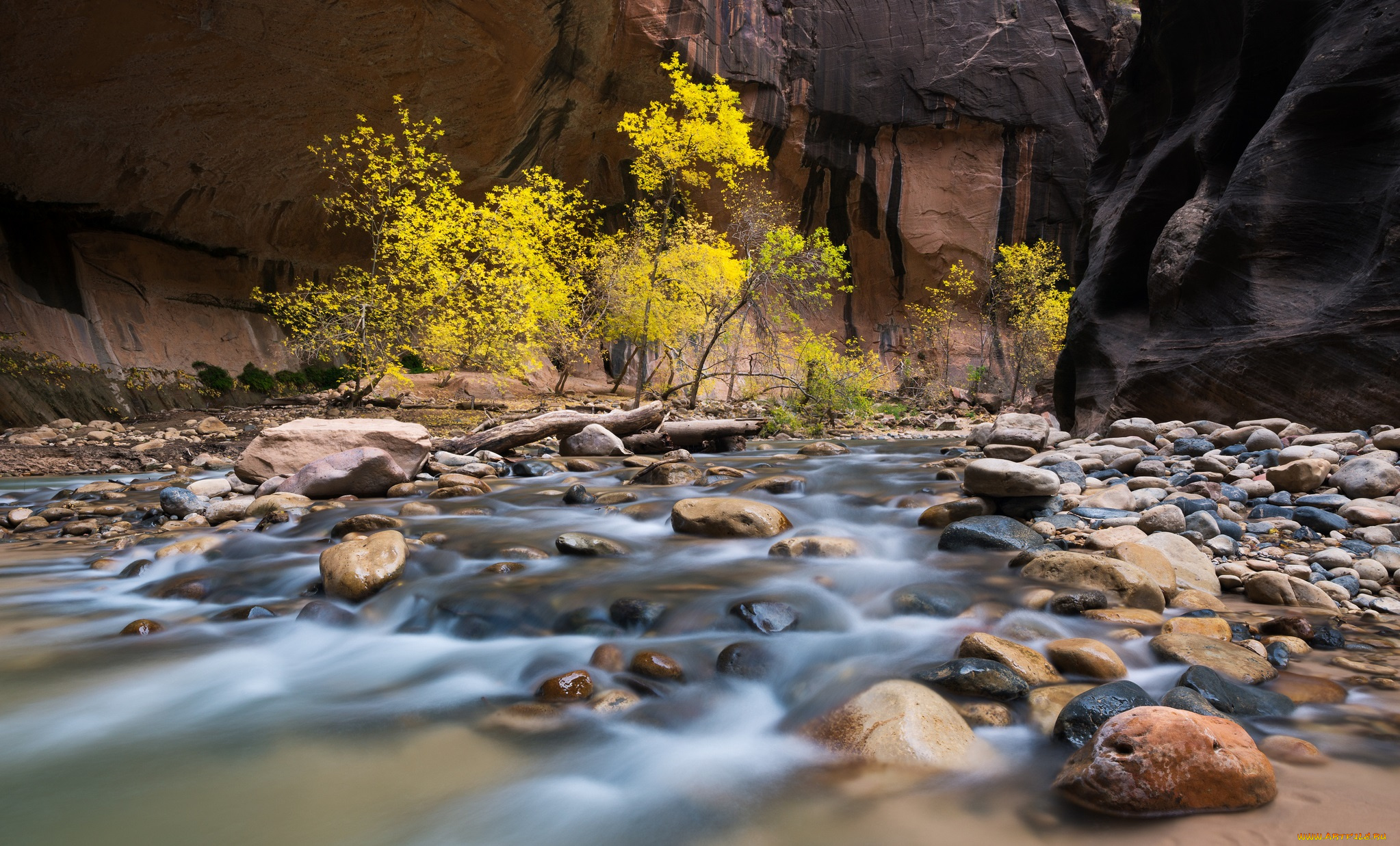 природа, реки, озера, ущелье, скалы, горы, река, камни, деревья