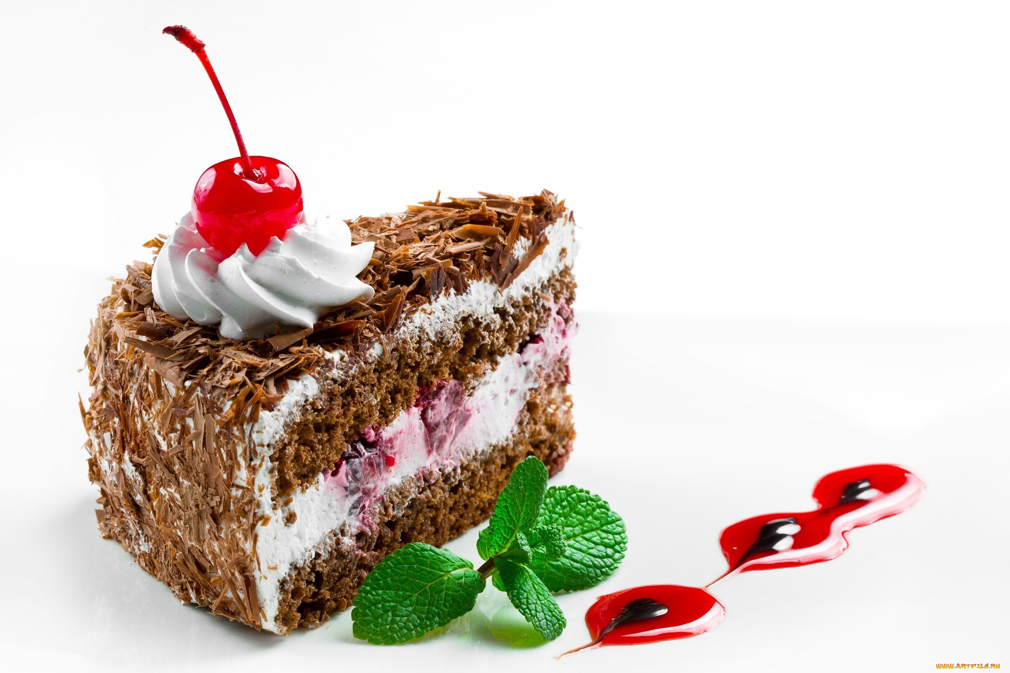 еда, торт, только, mint, cherries, chocolate, пирожное, сладкое, крем, десерт, cake, dessert, food, cream, вишни, мяты, шоколад