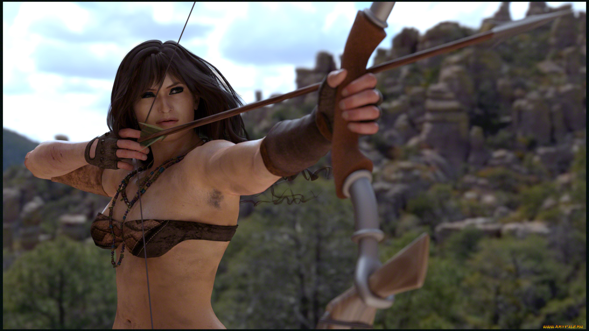 3д, графика, амазонки, , amazon, лук, взгляд, девушка