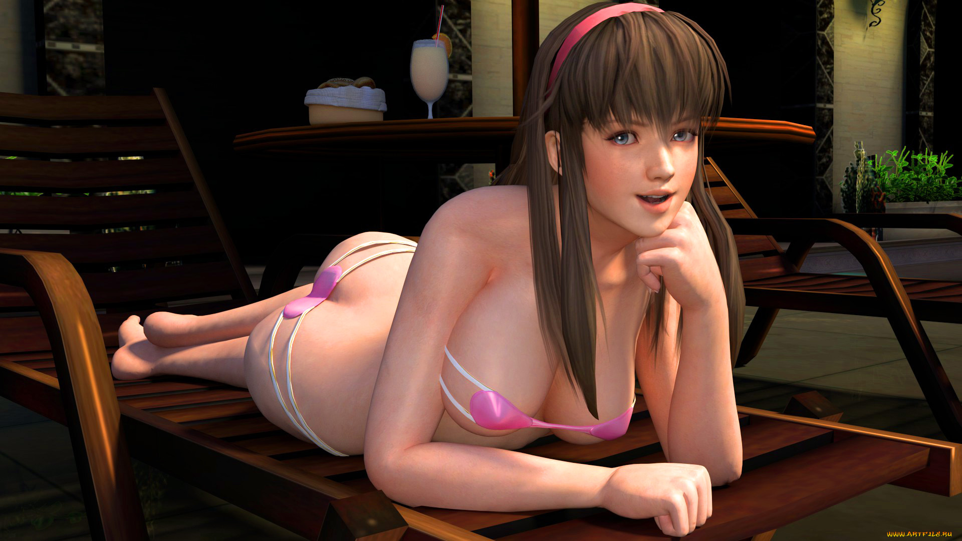 3д, графика, аниме, , anime, девушка, улыбка, взгляд