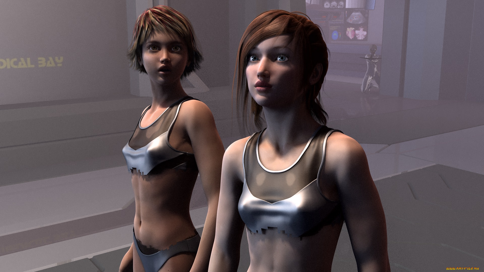 3д, графика, люди, , people, девушки, взгляд, фон