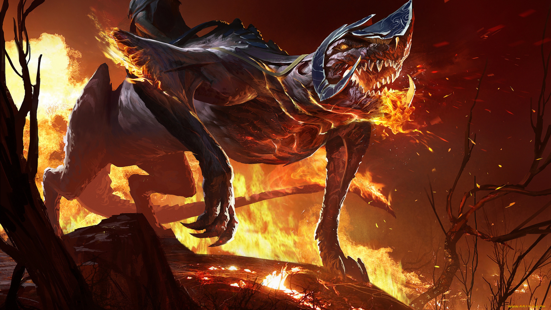 фэнтези, существа, всадник, доспехи, чудовище, монстр