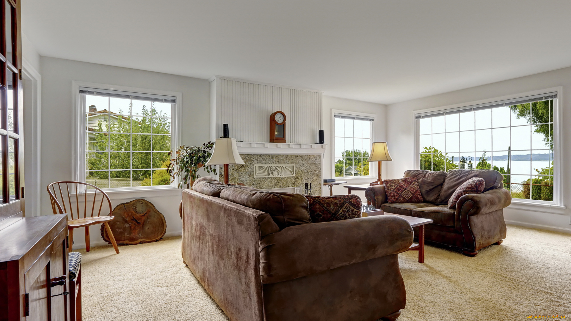 интерьер, гостиная, окно, диван, дизайн