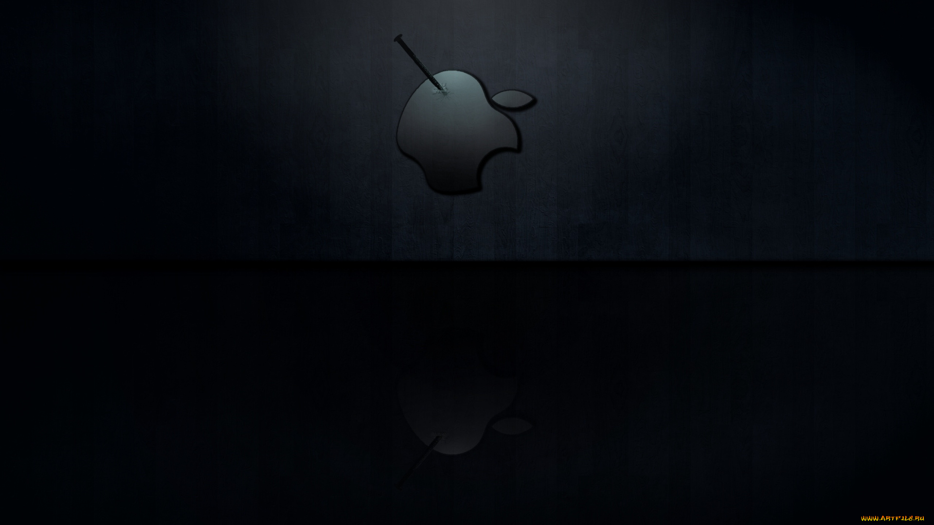 компьютеры, apple, логотип, яблоко, гвоздь, стена