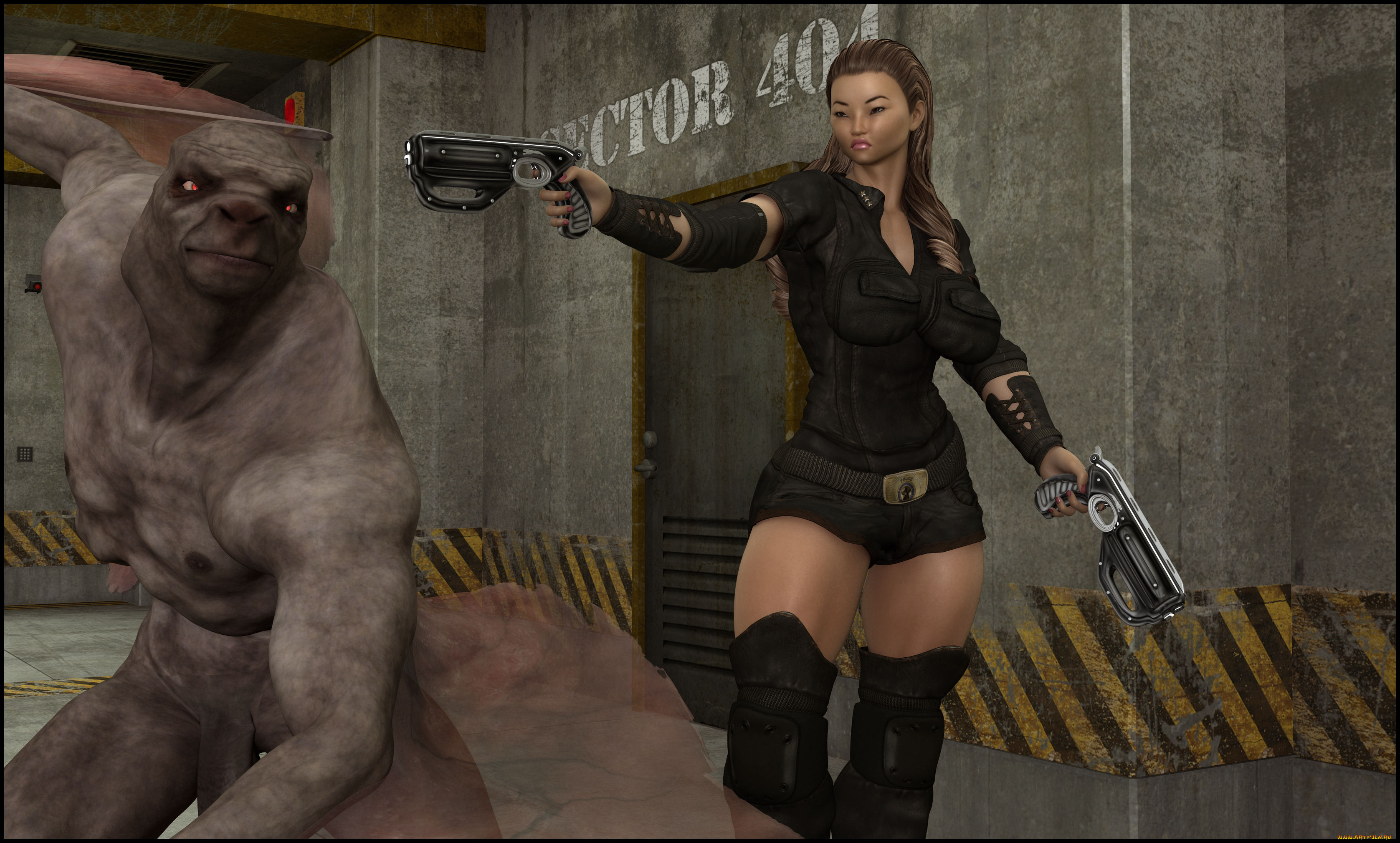 3д, графика, фантазия, , fantasy, взгляд, девушка, существо, оружие