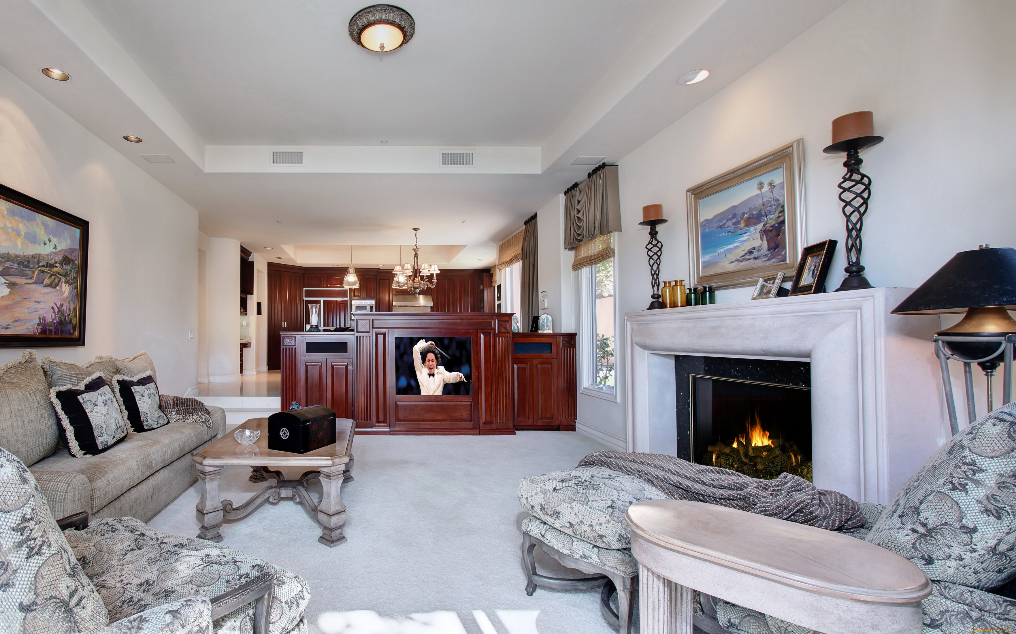 интерьер, гостиная, дизайн, стол, люстра, кресло, диван