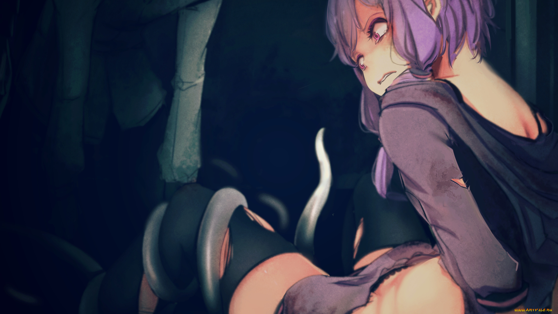 аниме, unknown, , другое, at2, slenderman, vocaloid, щюпальцы, девушка, арт, yuzuki, yukari, creepypasta