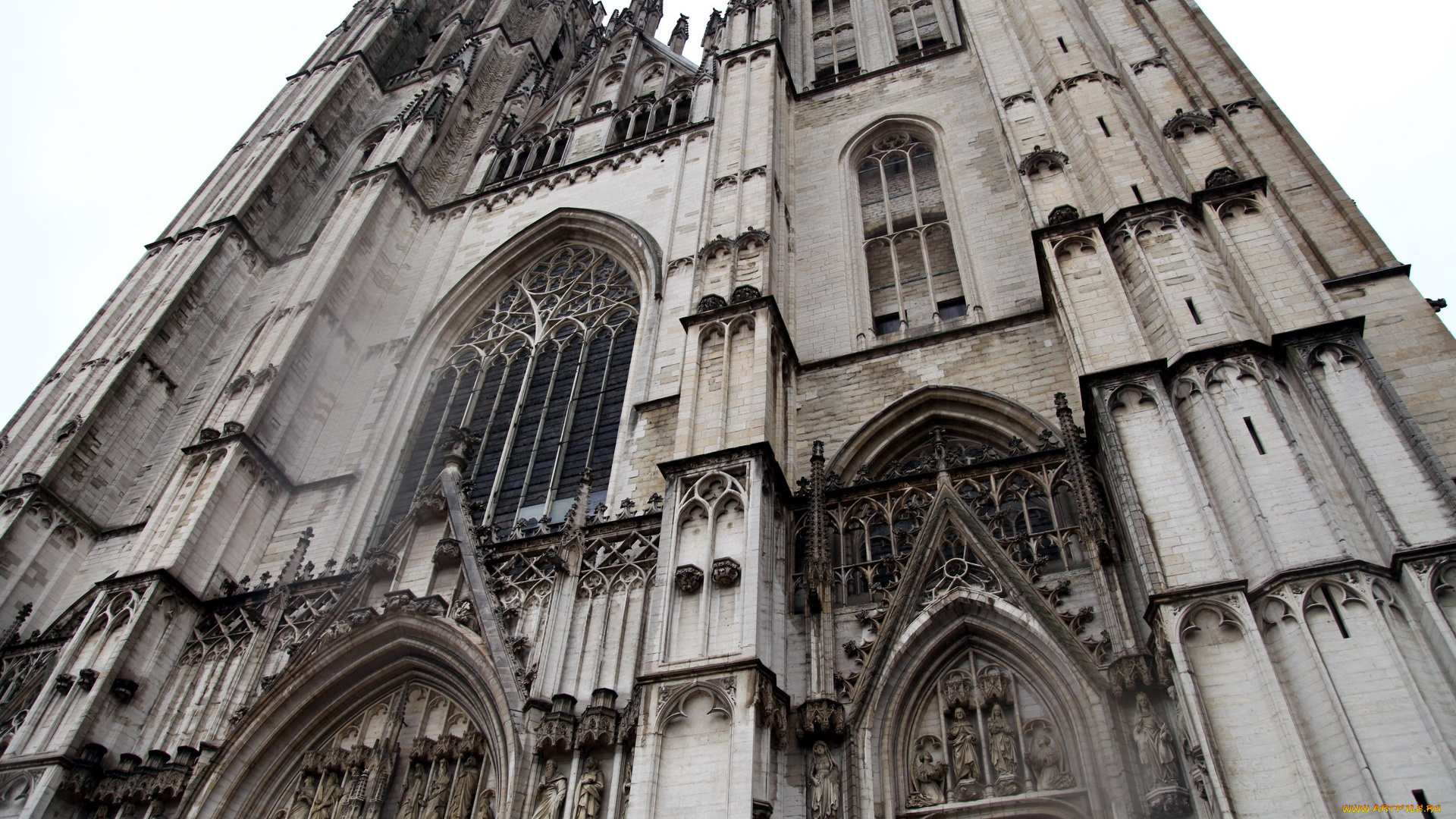 города, брюссель, , бельгия, витражи, собор