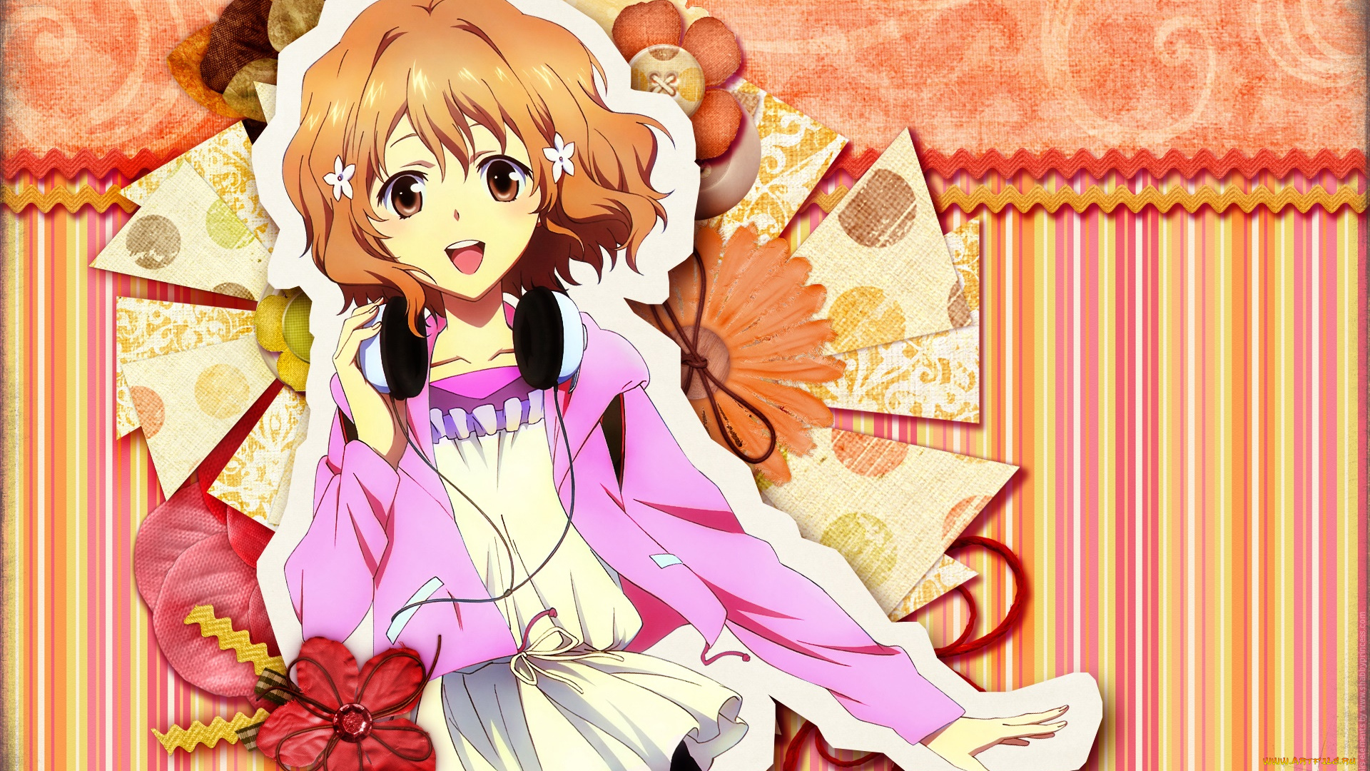 аниме, hana-saku, iroha, девушка, взгляд, фон