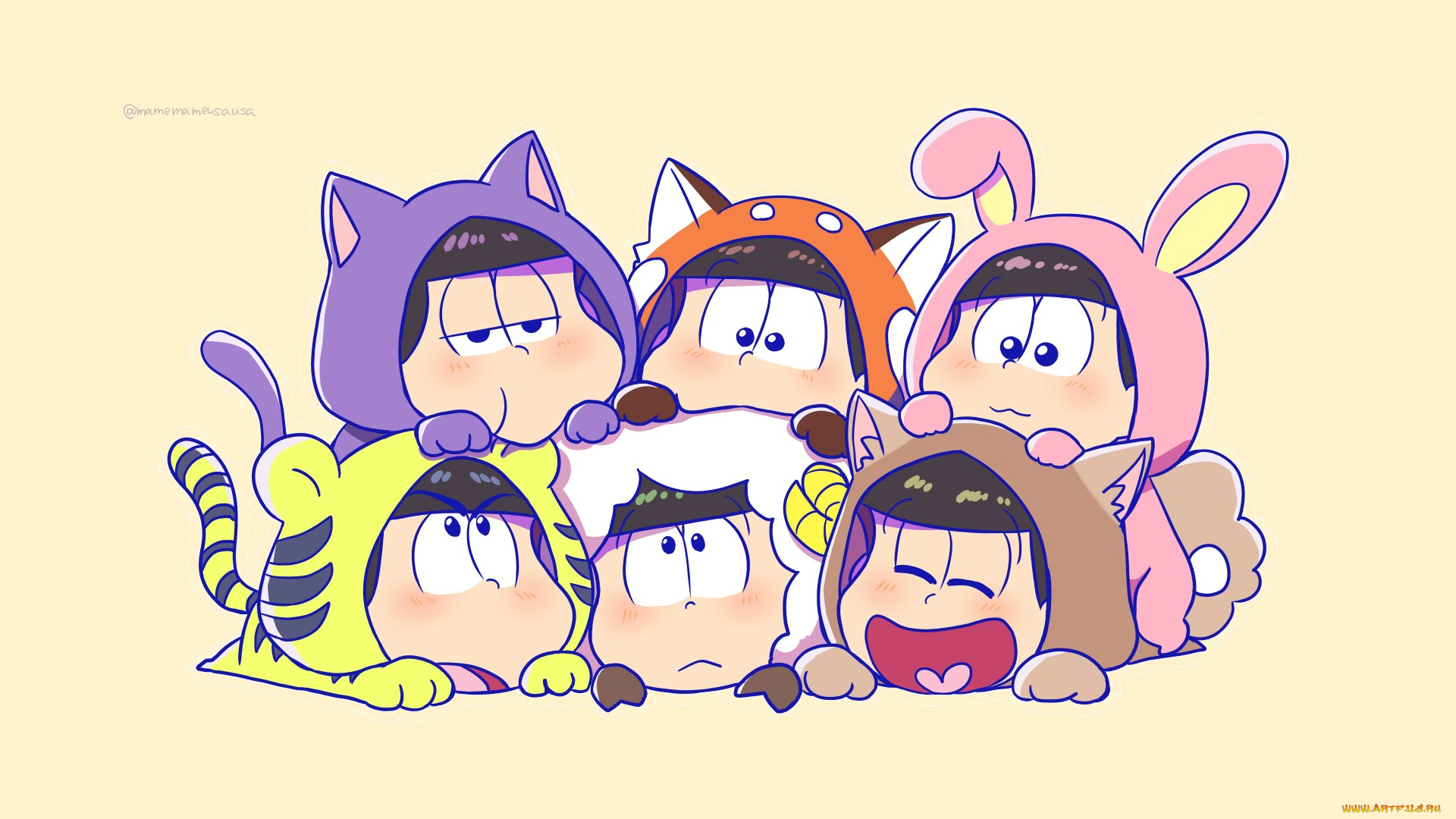 аниме, osomatsu-san, парни