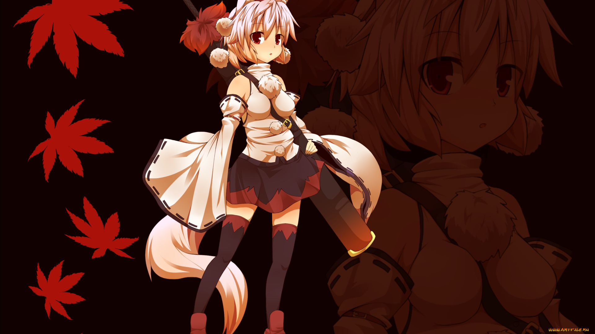 аниме, touhou, девушка, взгляд, фон