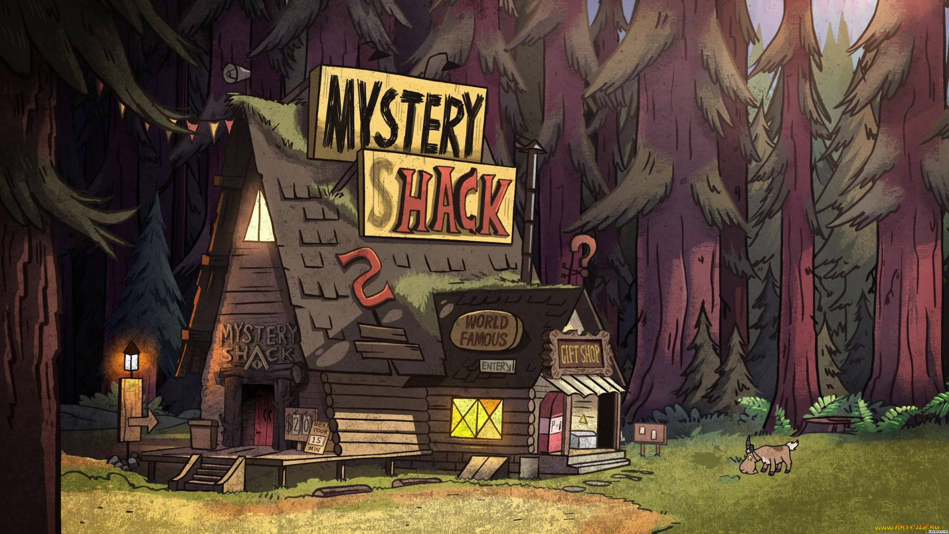 мультфильмы, gravity, falls, gravity, falls, хижина, чудес, лес