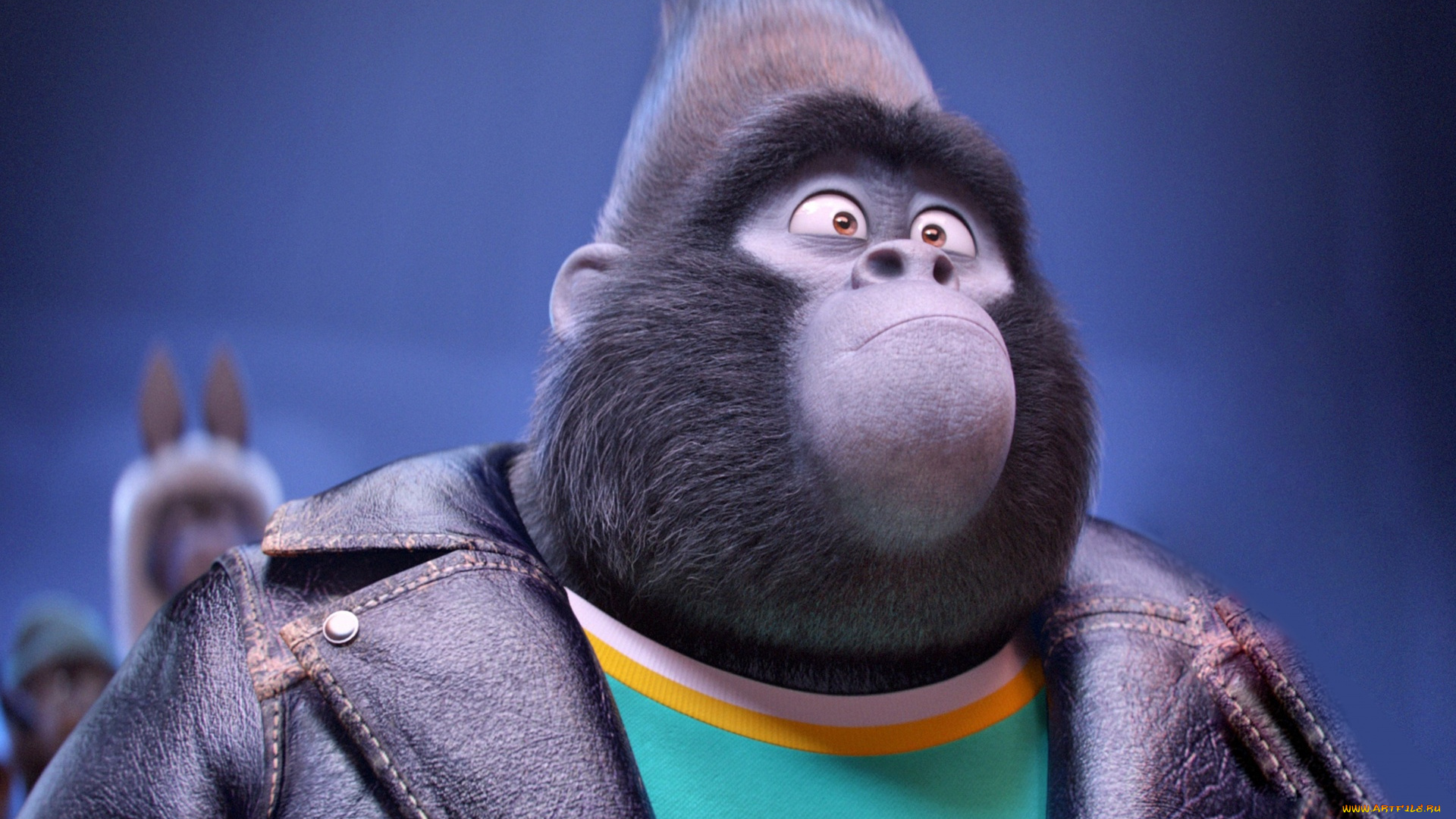 мультфильмы, sing, official, wallpaper, taron, egerton, animal, mountain, gorilla, johnny, film, universal, pictures, eyes, illumination, entertainment