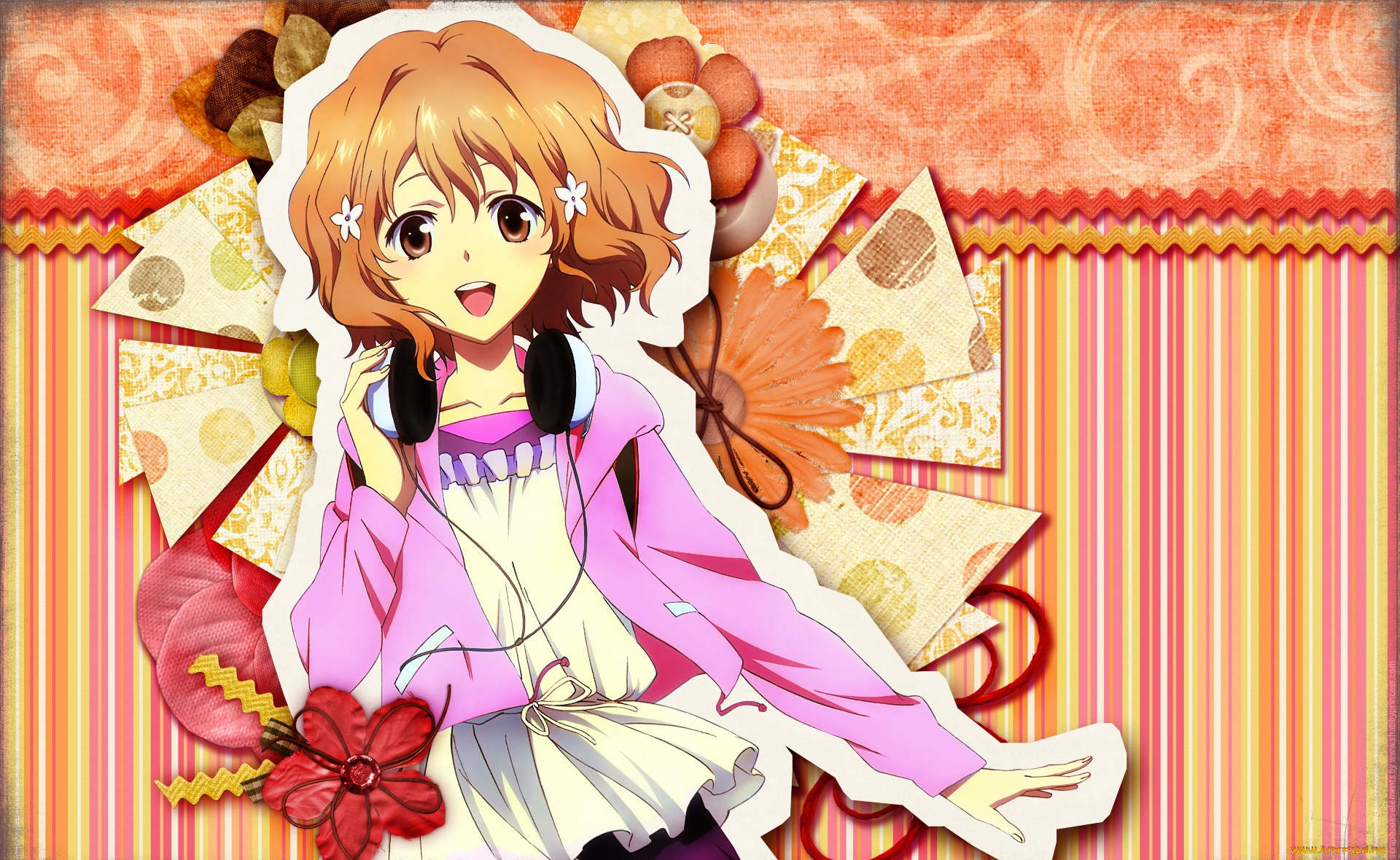 аниме, hana-saku, iroha, девушка, взгляд, фон