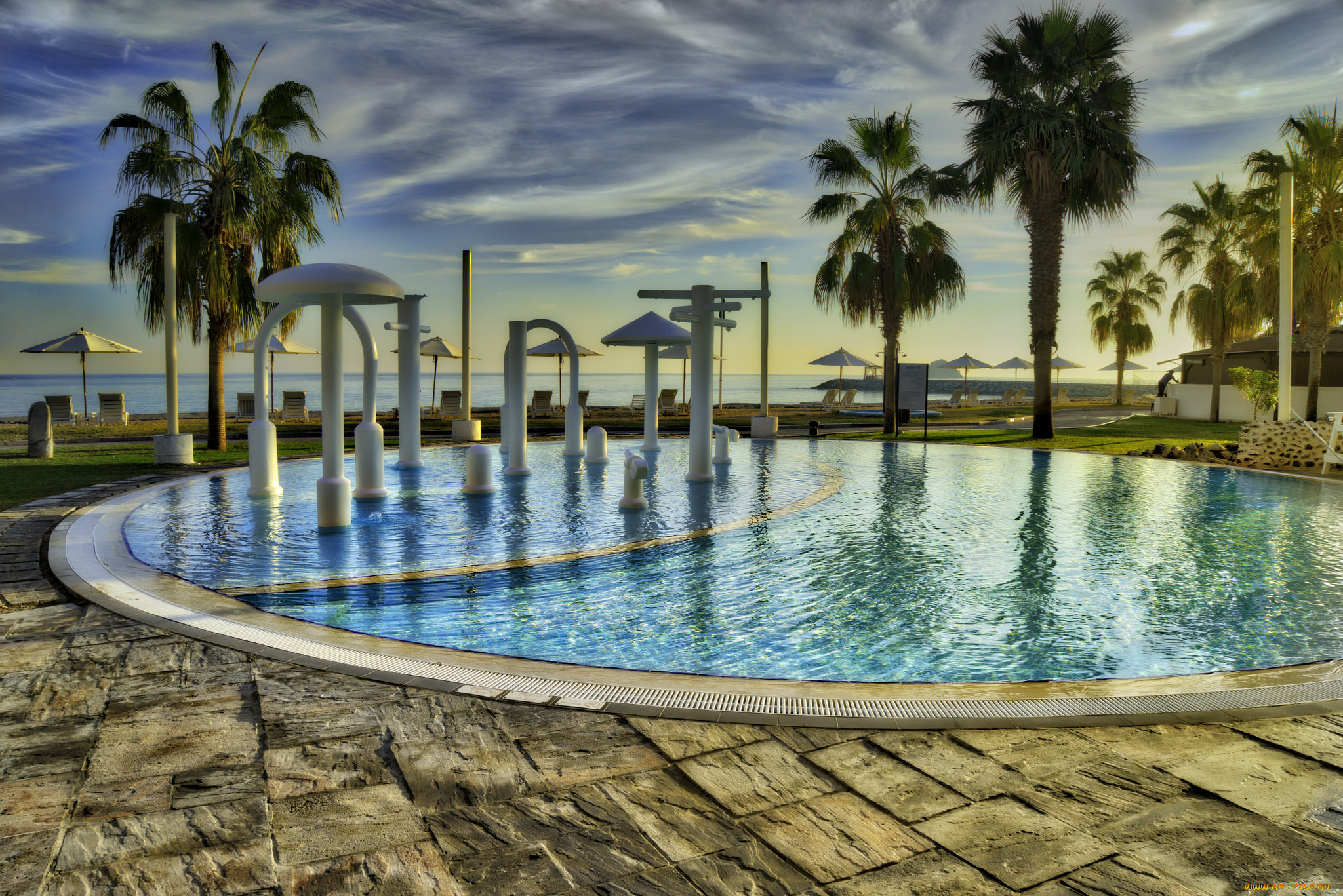 интерьер, бассейны, , открытые, площадки, тропики