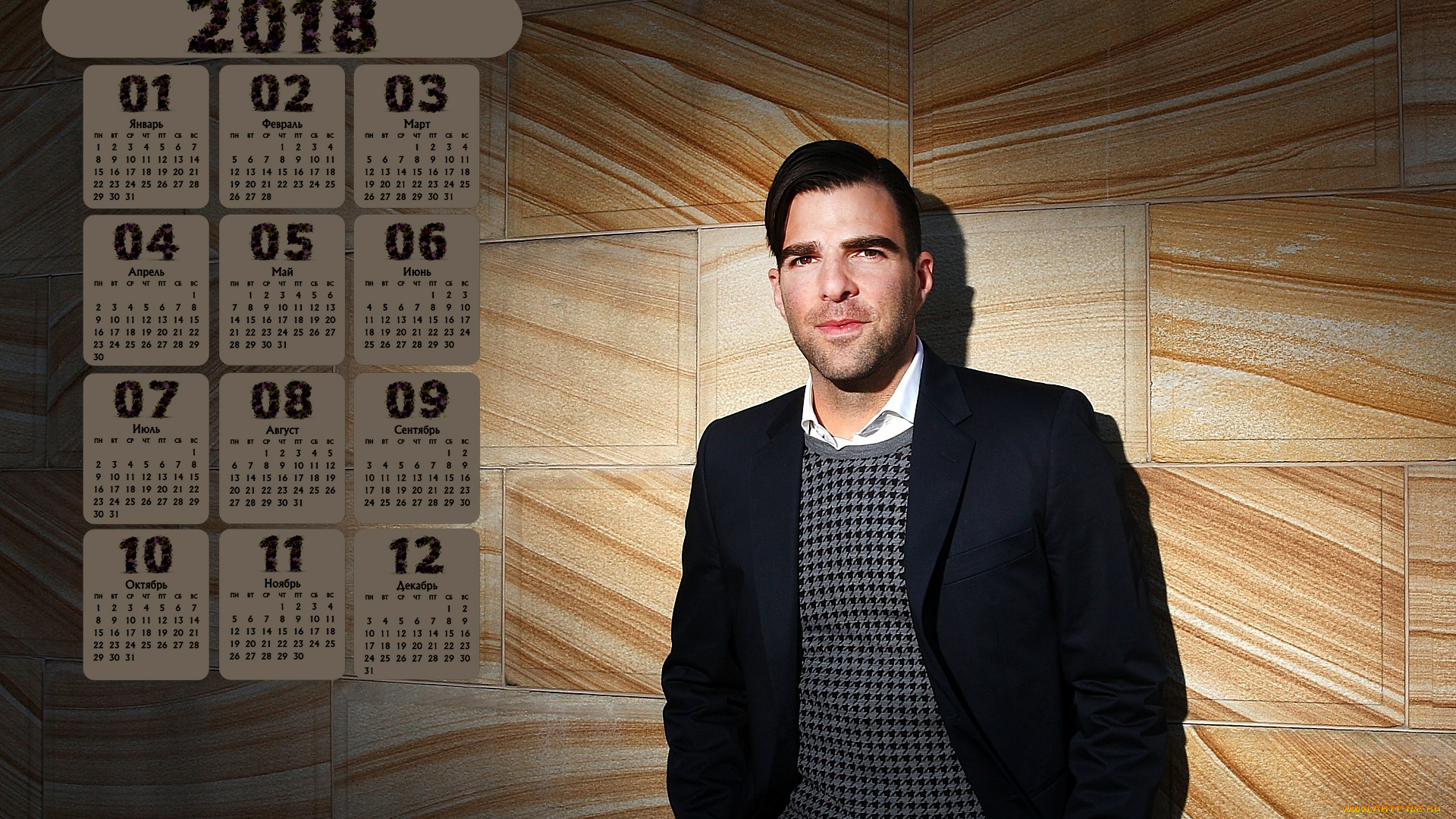 zakari, kuinto, календари, знаменитости, 2018, мужчина, актер, взгляд