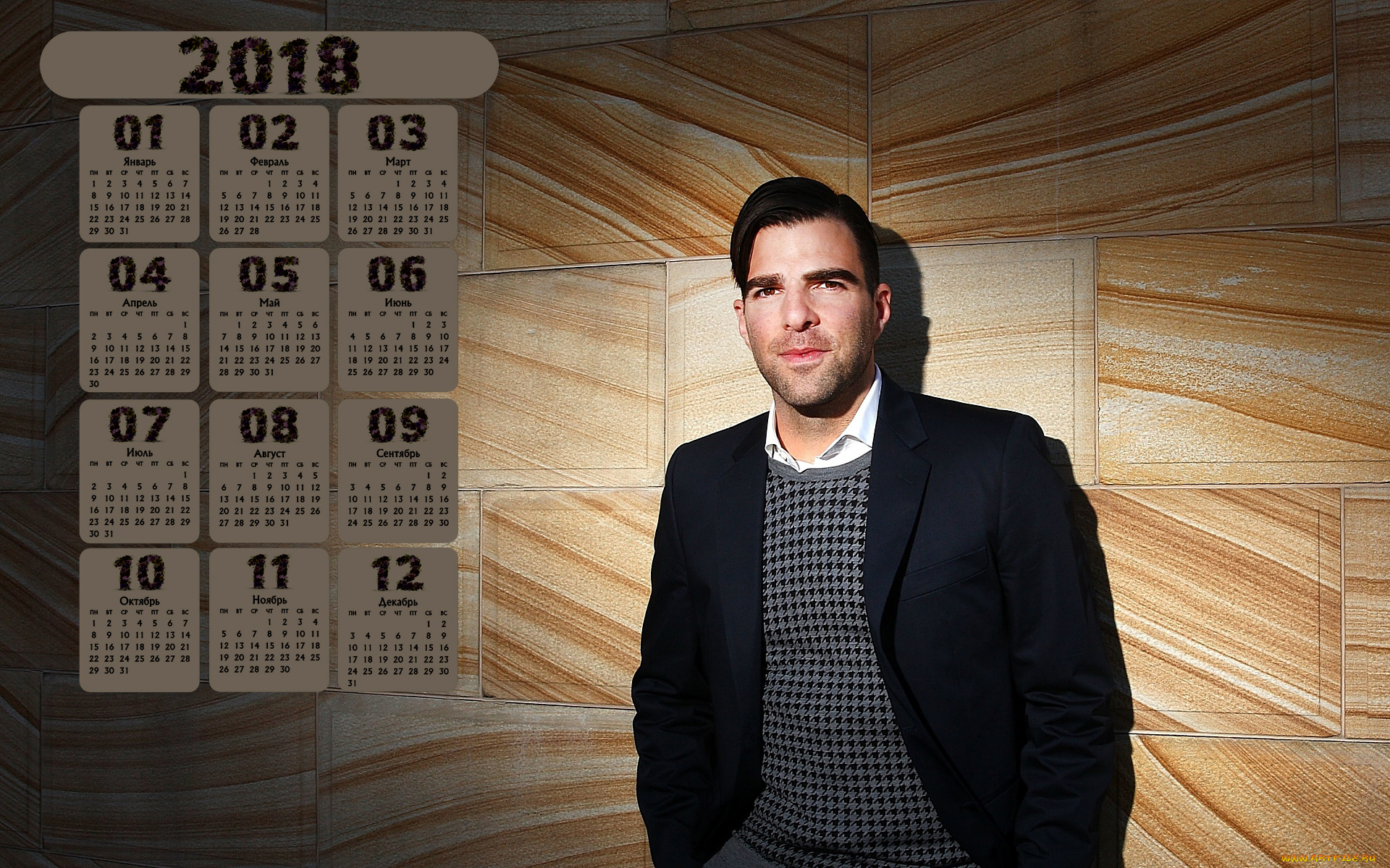 zakari, kuinto, календари, знаменитости, 2018, мужчина, актер, взгляд
