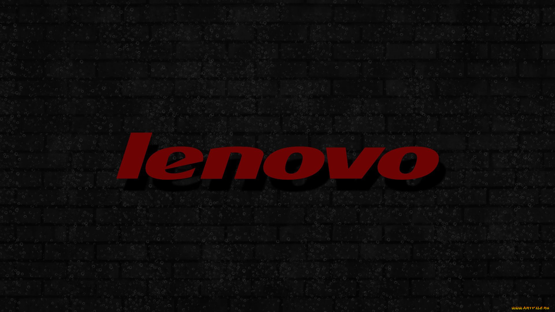 бренды, lenovo, пузырьки, logo, background, кирпичная, стена, серая, красная, надпись