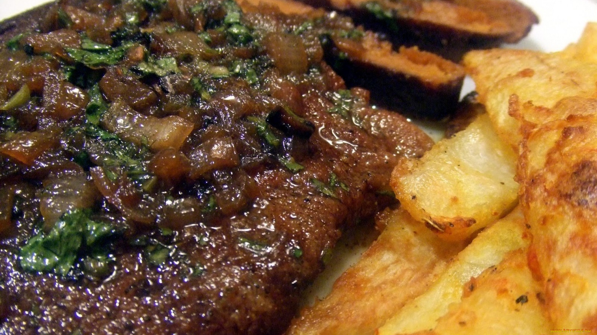 еда, мясные, блюда, мясо, стейк, картофель