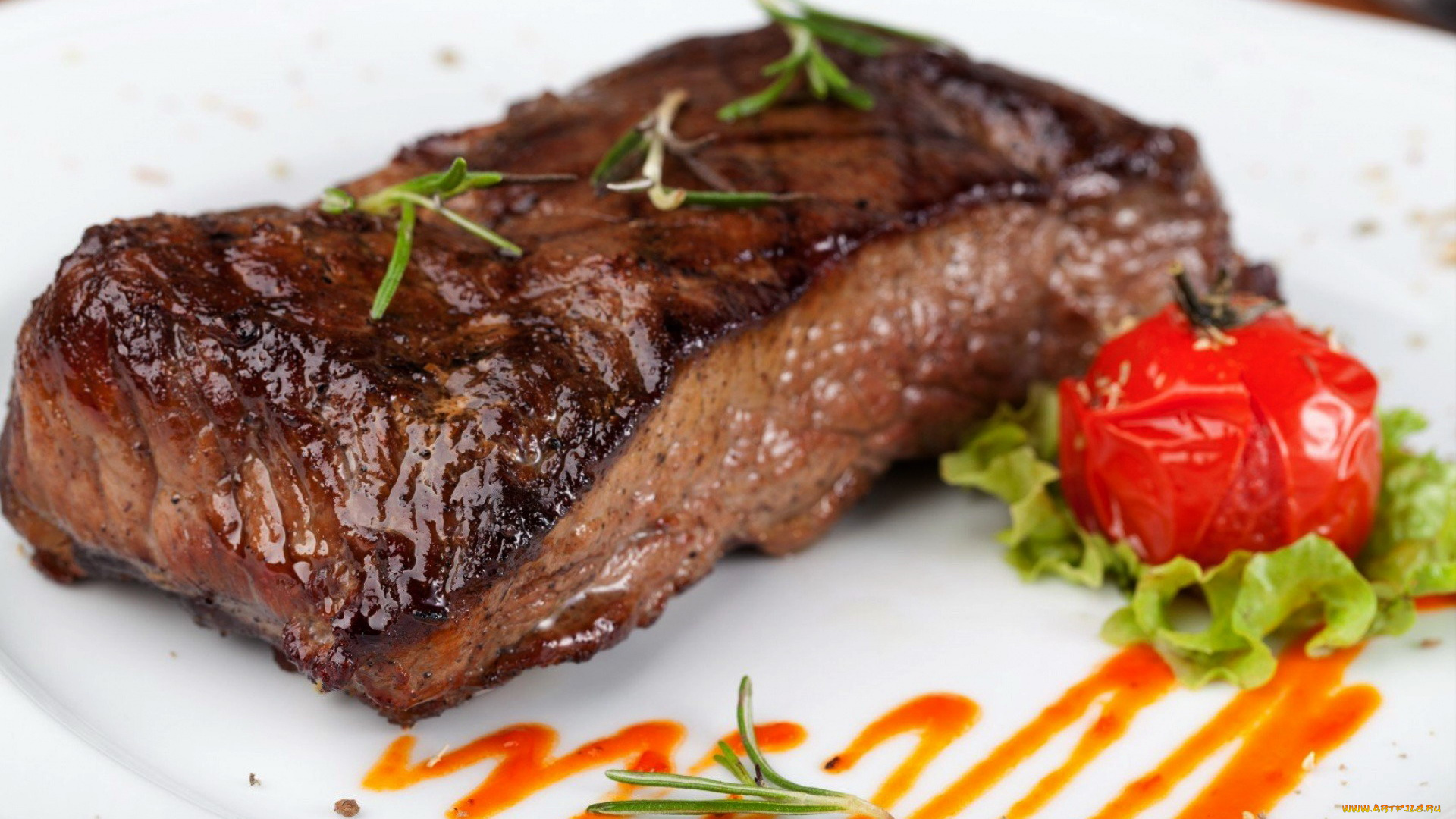 еда, мясные, блюда, мясо, стейк, розмарин