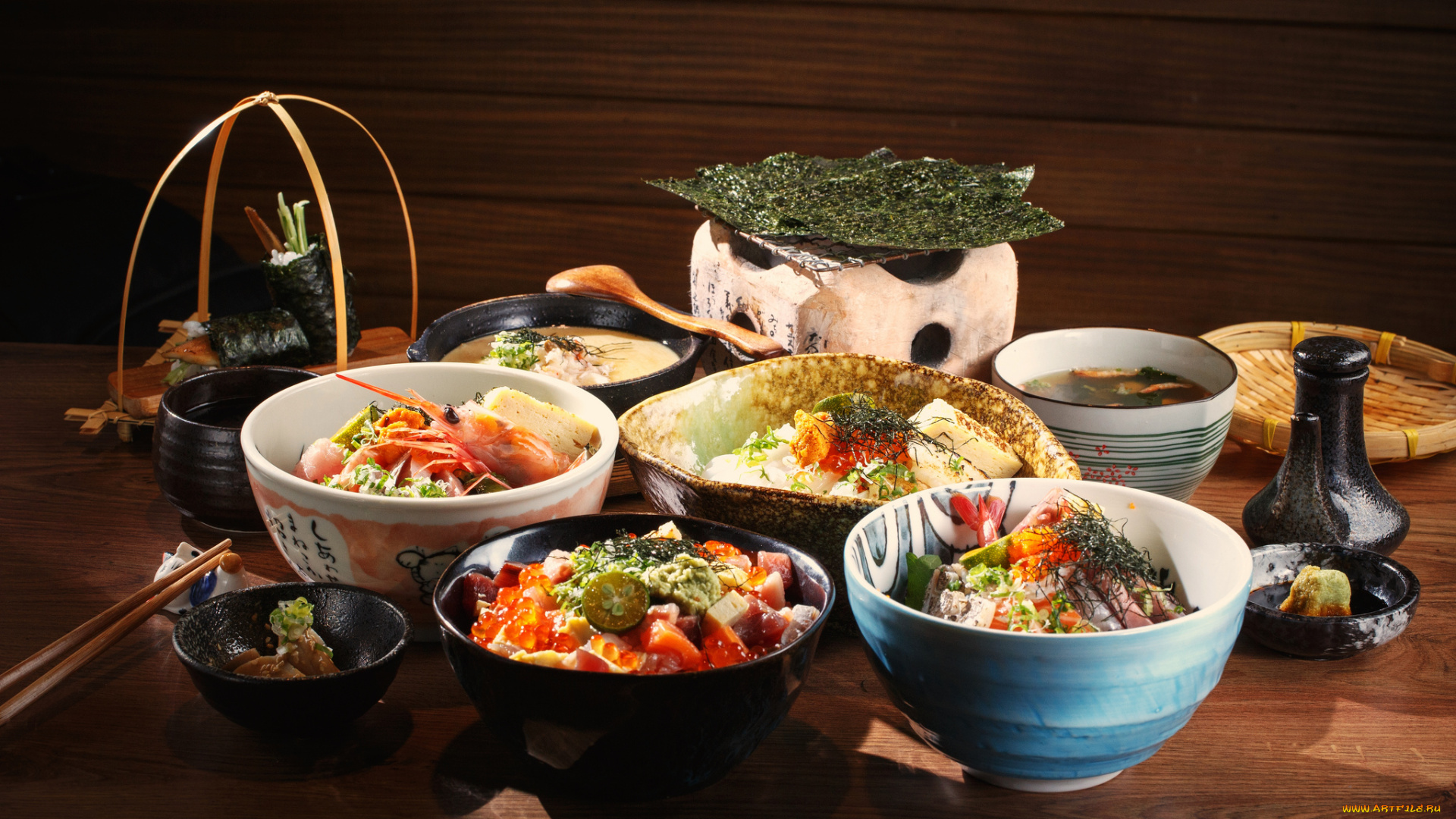 еда, рыбные, блюда, , с, морепродуктами, снедь