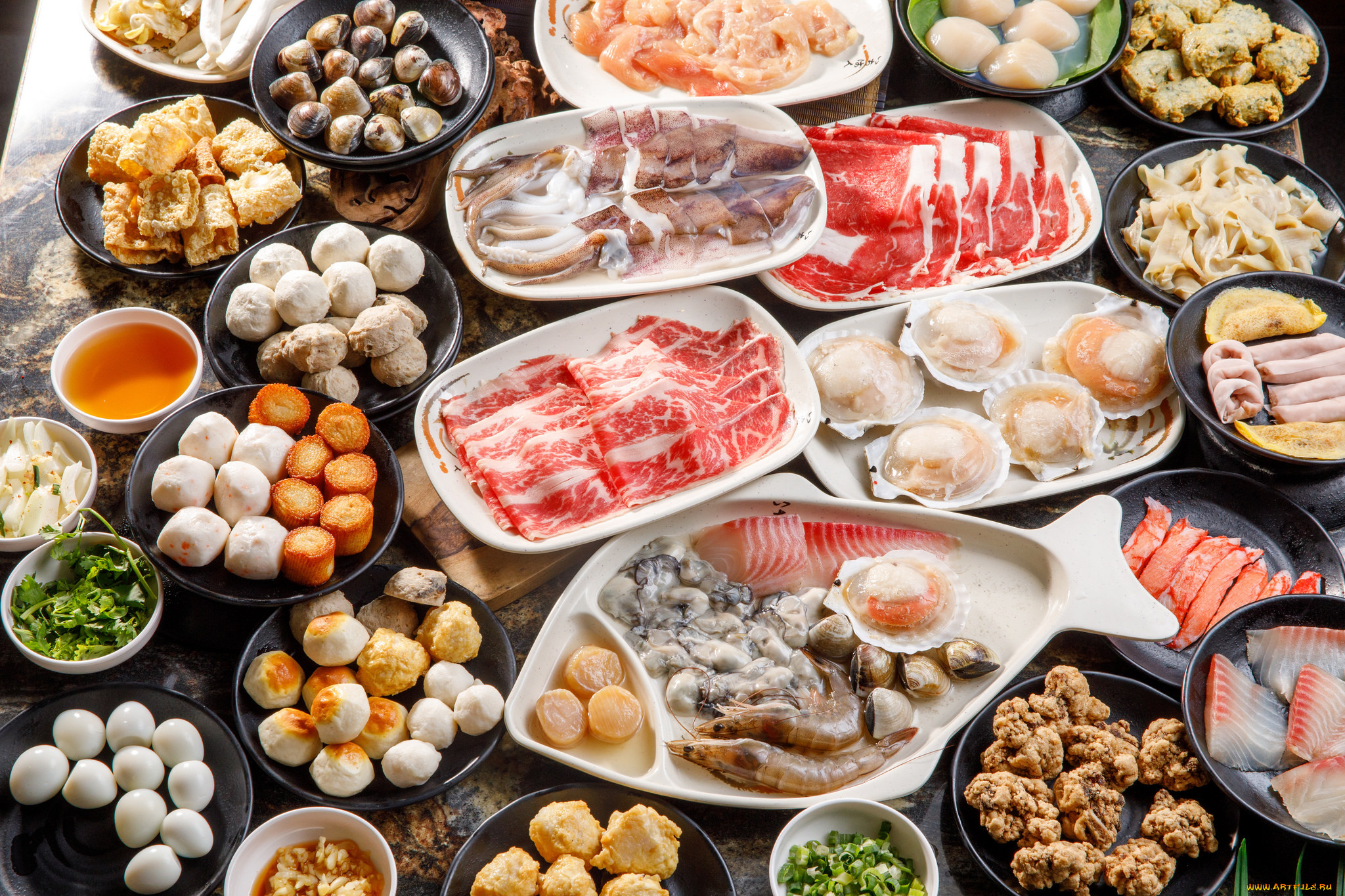 еда, рыбные, блюда, , с, морепродуктами, снедь