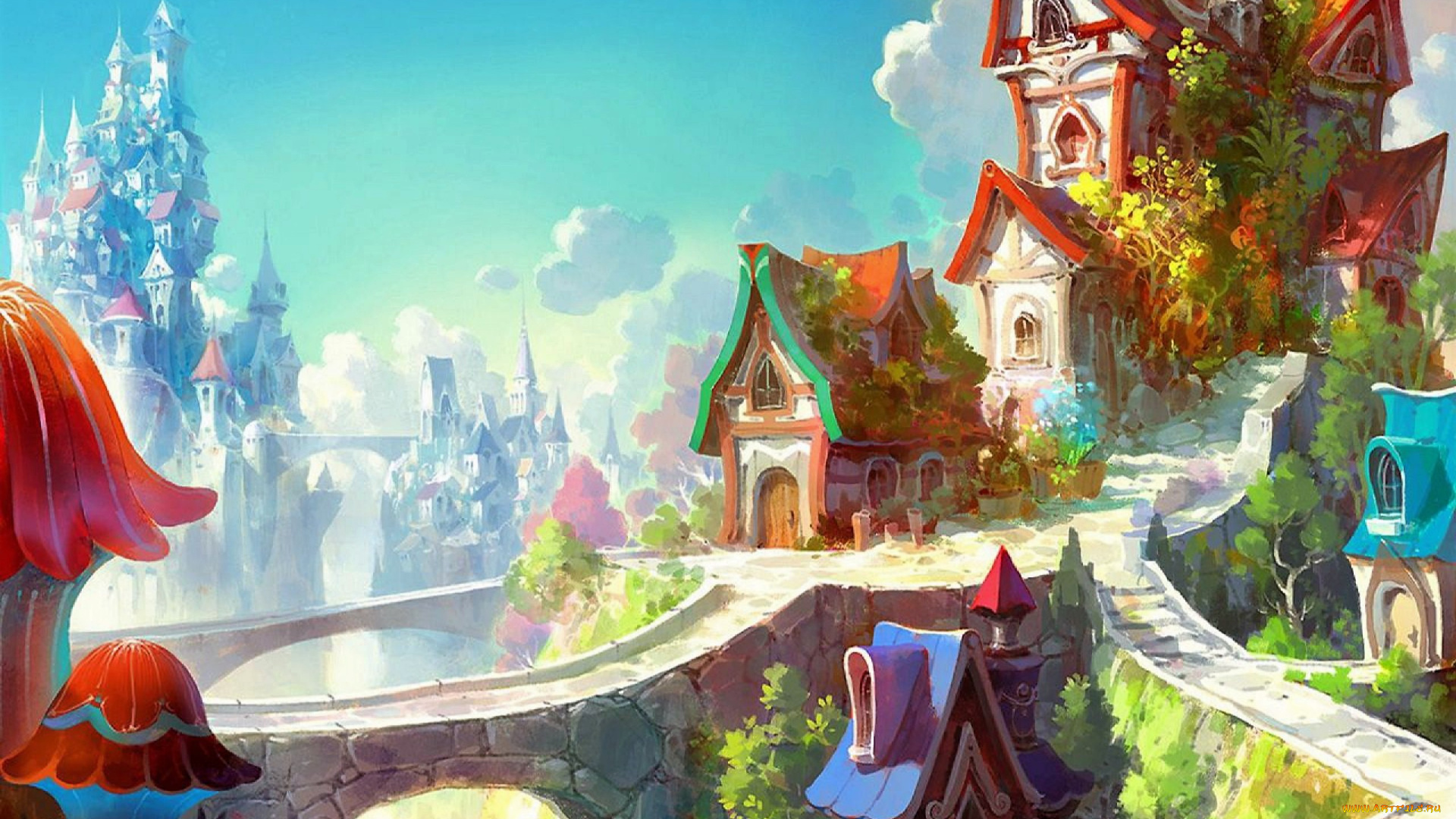 фэнтези, иные, миры, , иные, времена, город, дома, дорожки