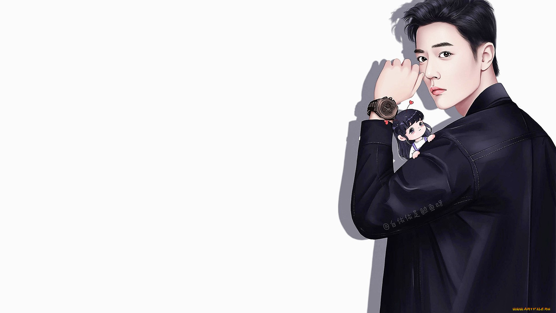 рисованное, люди, сяо, джань